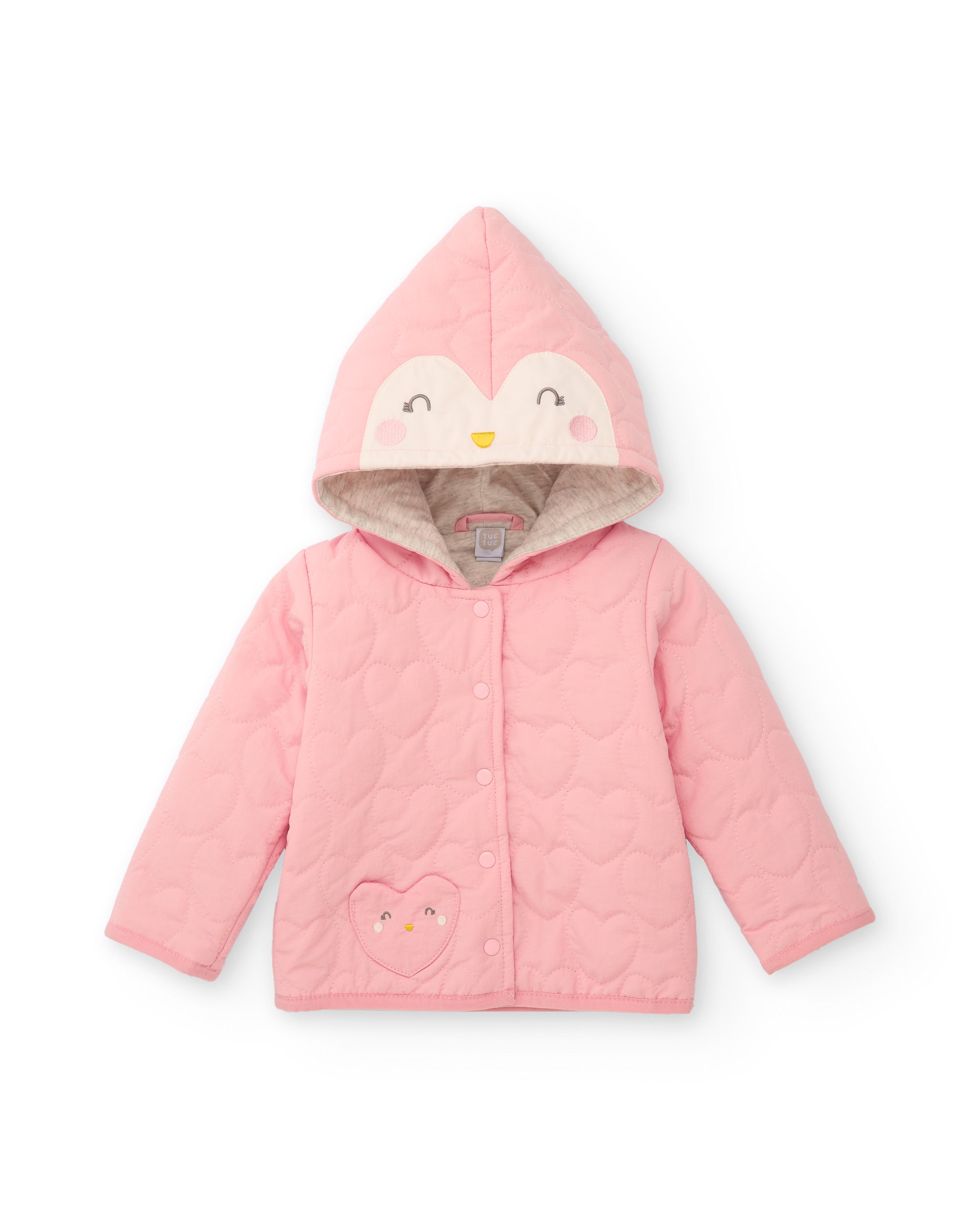 Chaqueta acolchada para recién nacido en rosa con capucha
