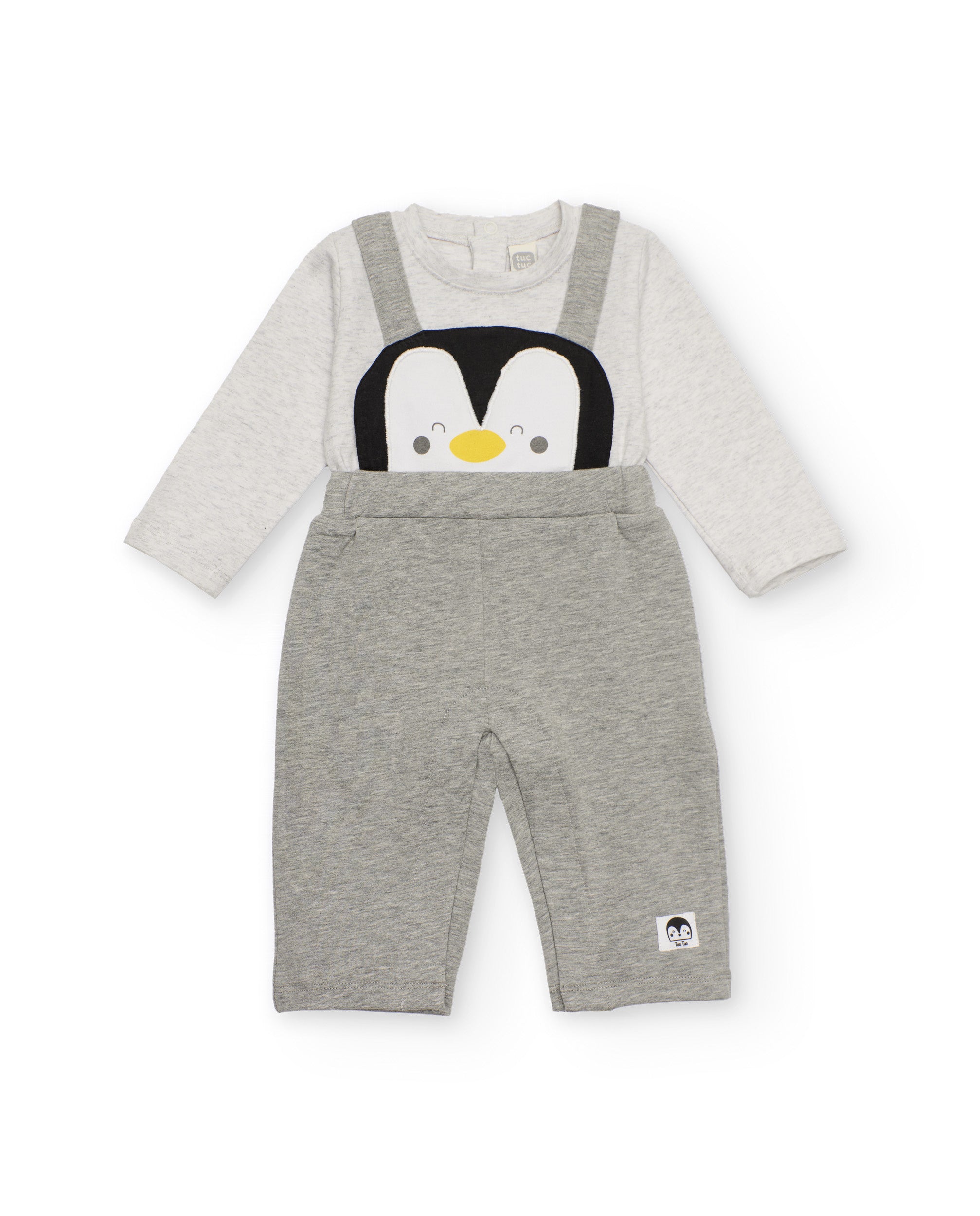 Pelele de punto para recién nacido color gris con diseño de