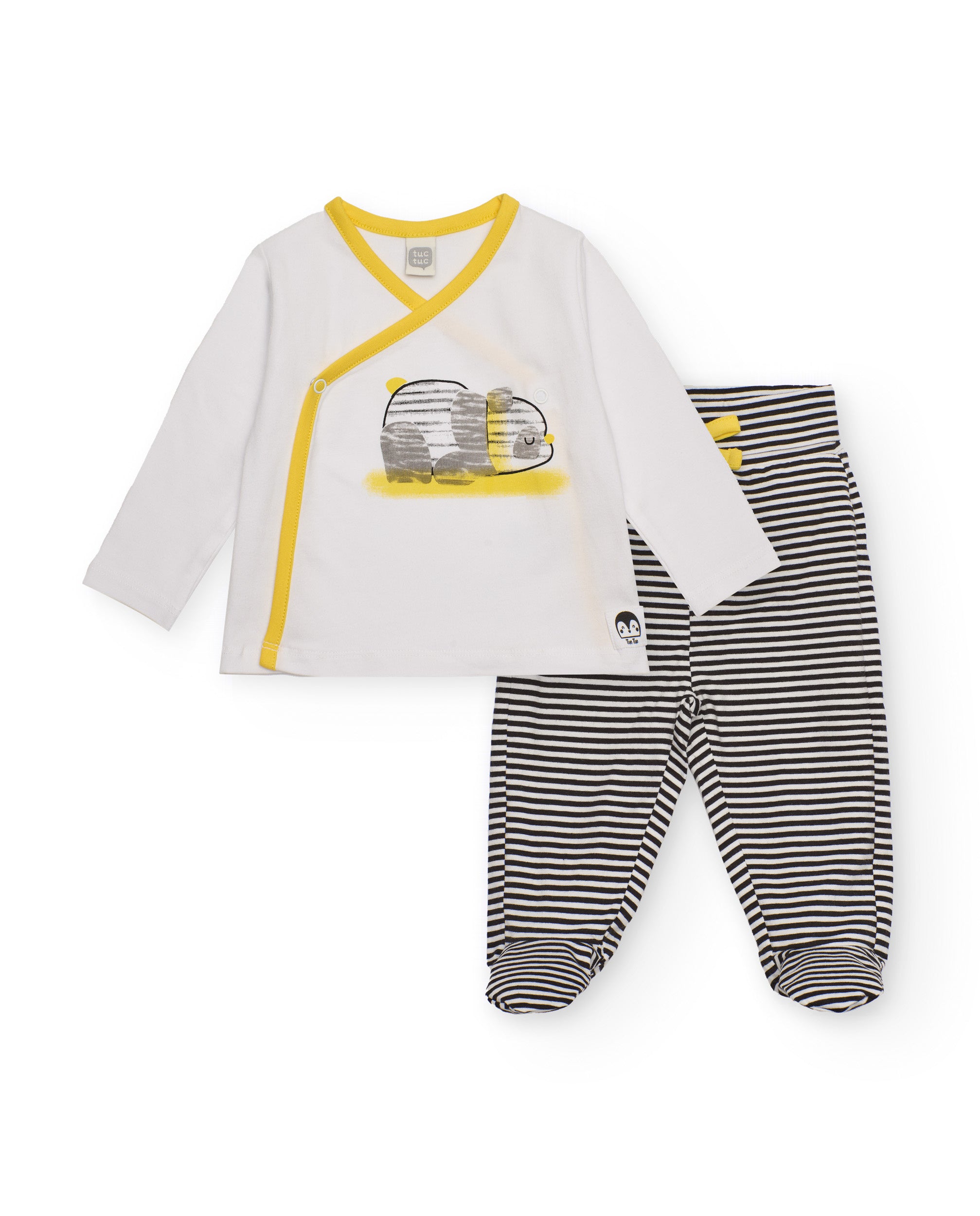 Conjunto de camiseta y pantalón para recién nacido color blanco