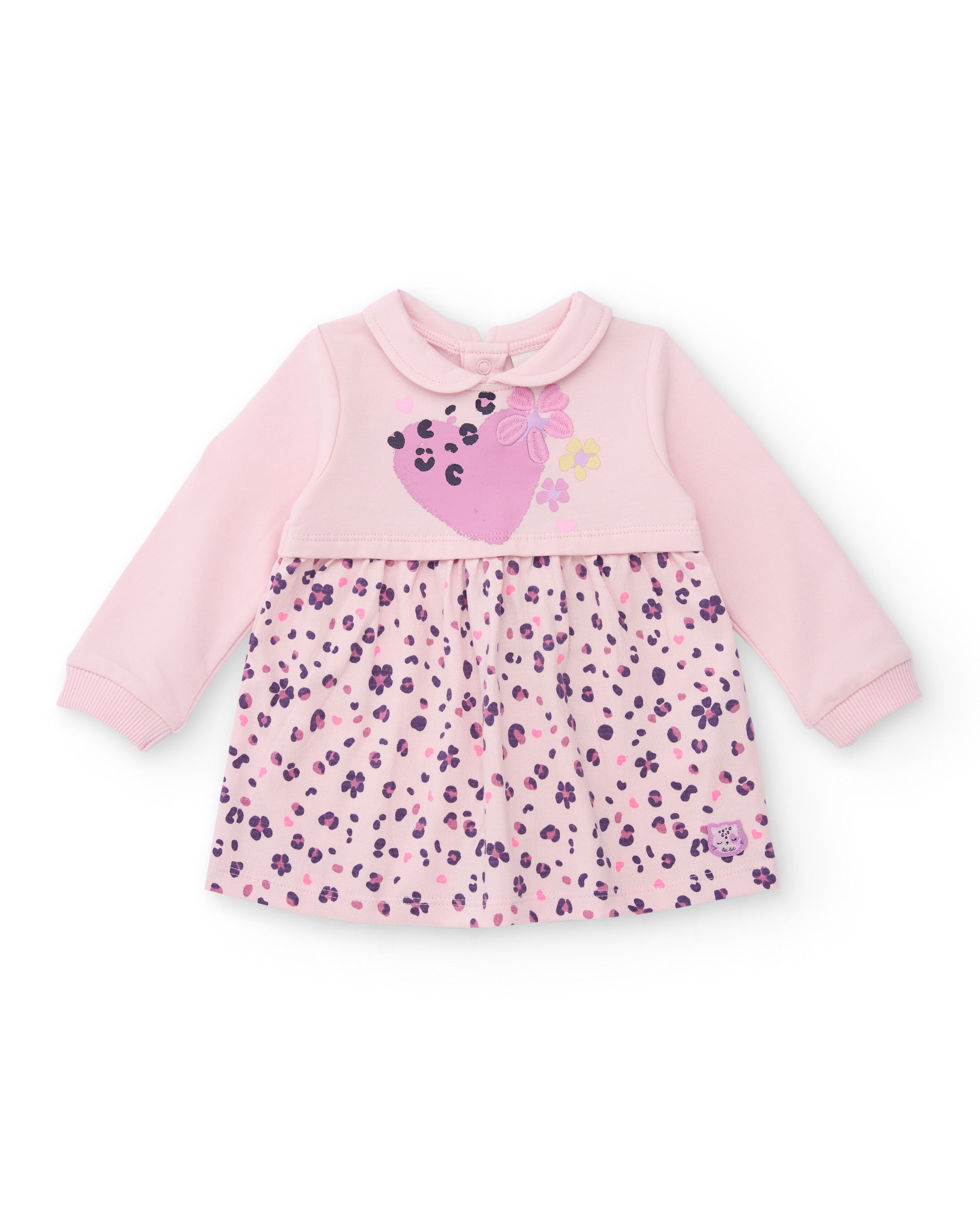 Vestido de punto para recién nacido en rosa con diseño de