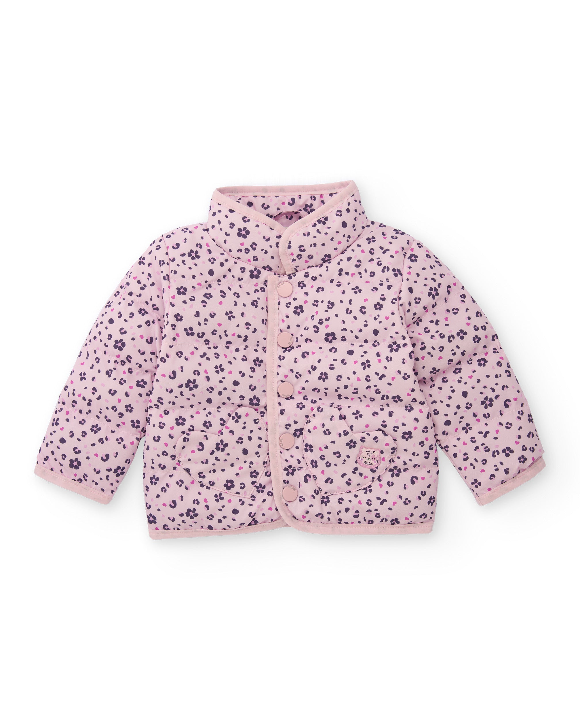 Parka acolchada para recién nacido color rosa con estampado de