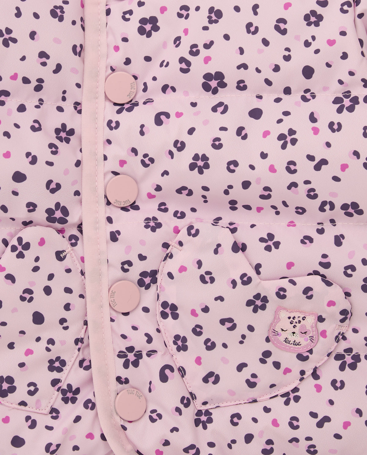 Parka acolchada para recién nacido color rosa con estampado de