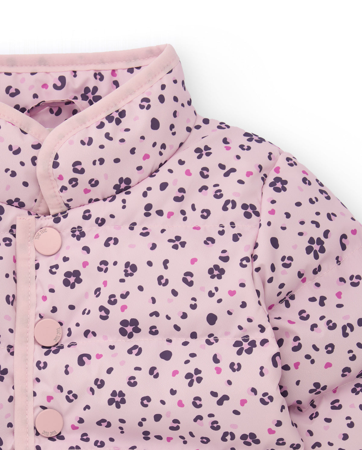 Parka acolchada para recién nacido color rosa con estampado de