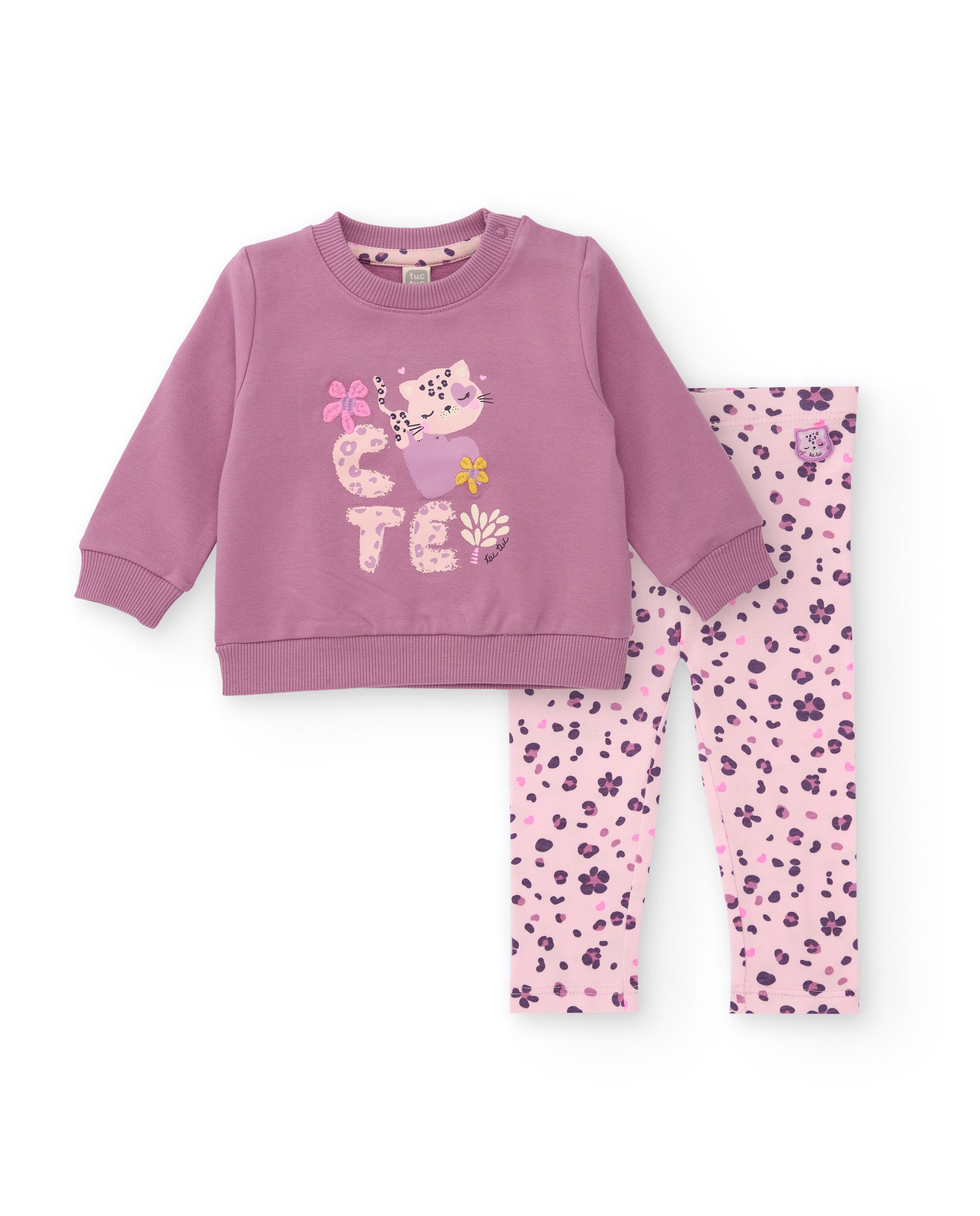 Conjunto de sudadera y leggings para recién nacido color morado