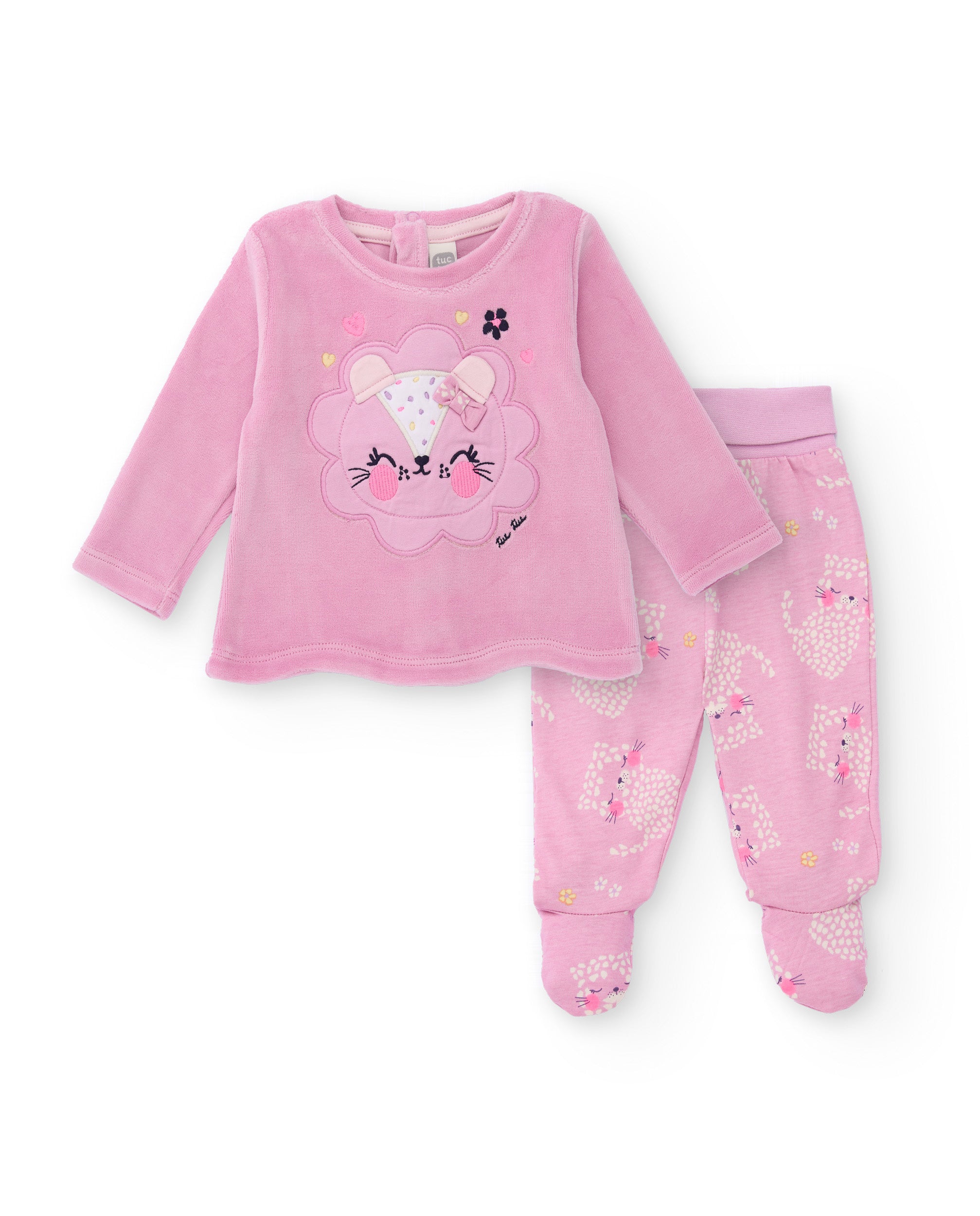 Conjunto de camiseta y pantalón para recién nacido color rosa