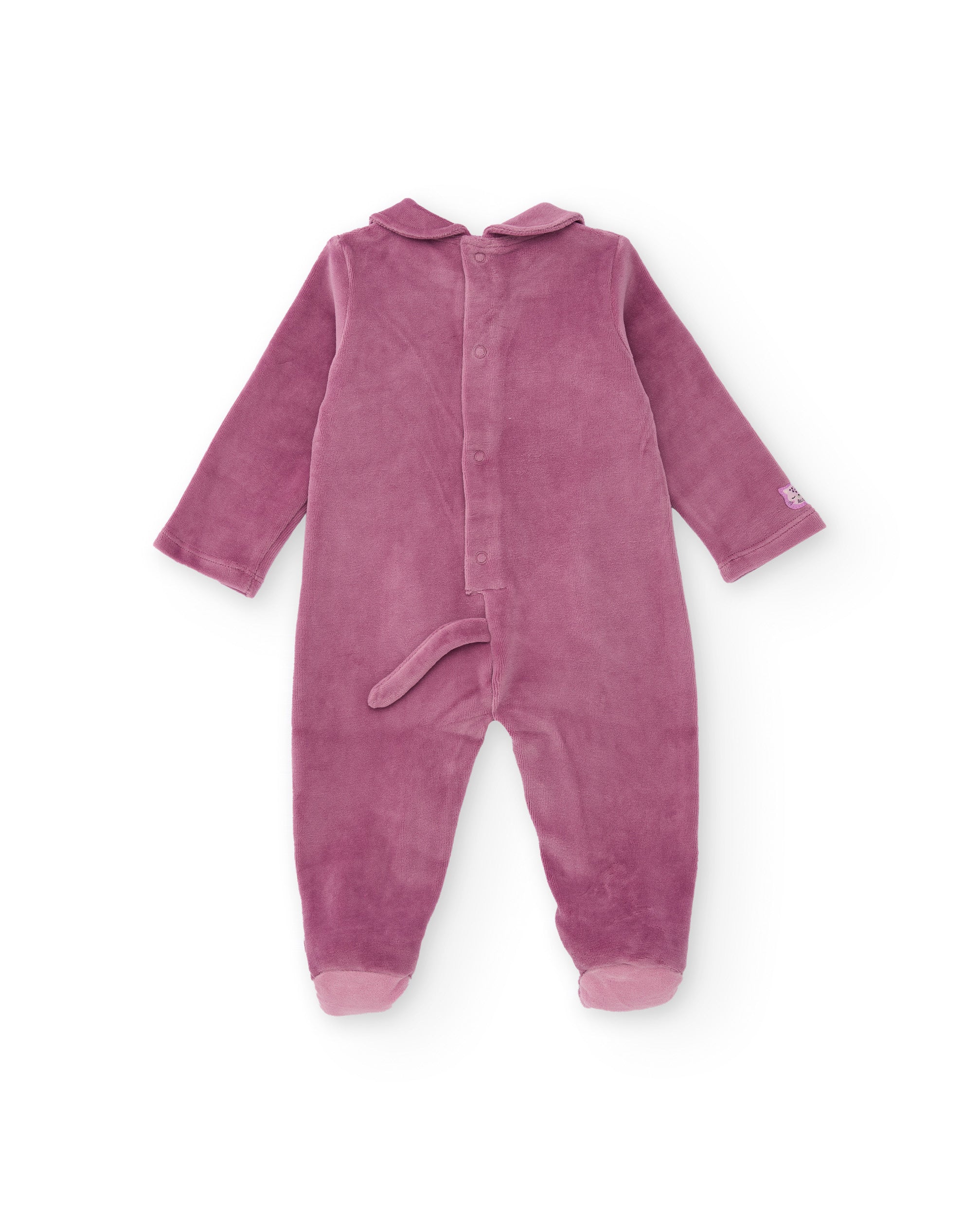 Pelele afelpado para recién nacido color morado con diseño de