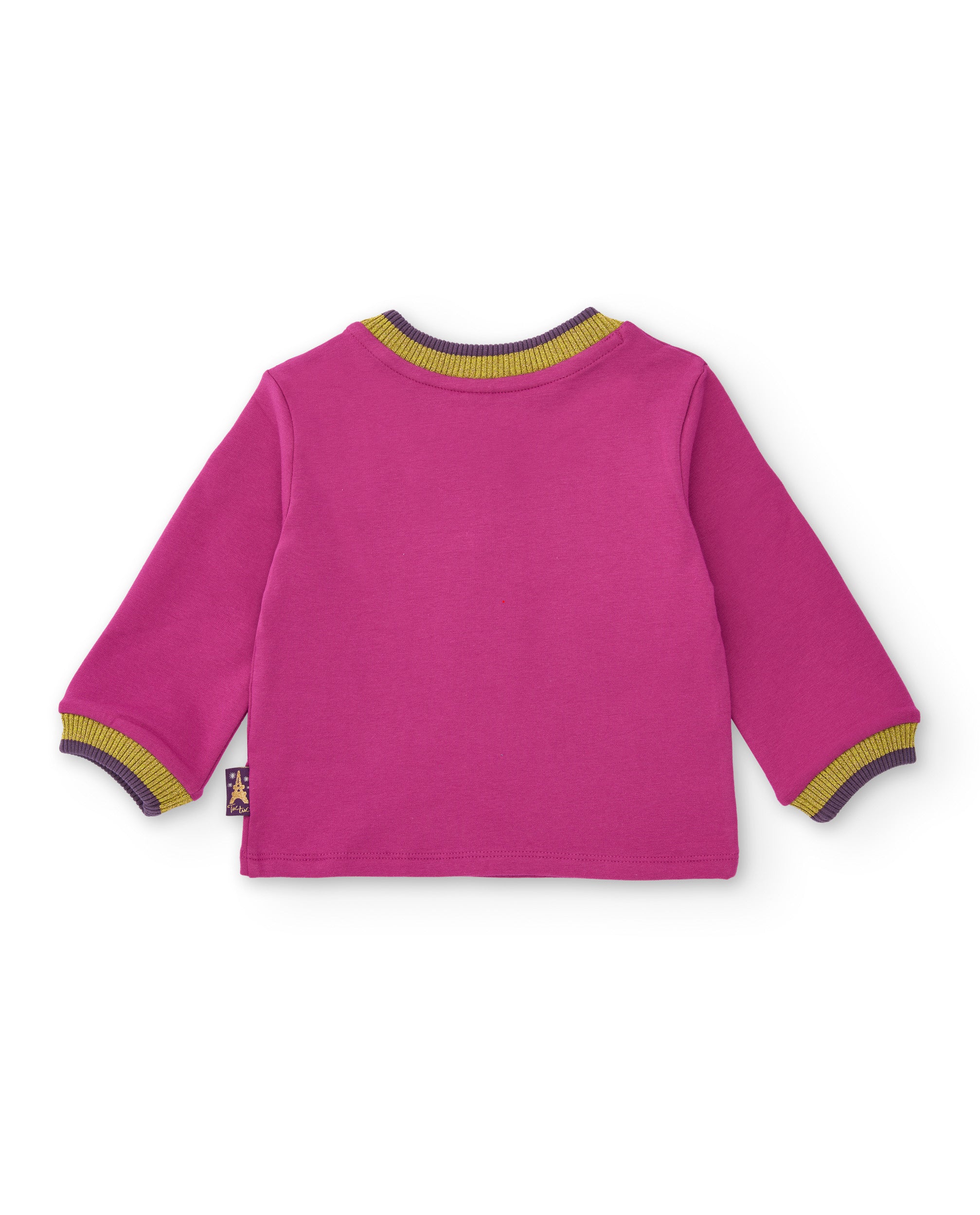 Sudadera de punto para niña color fucsia con estampado de Torre