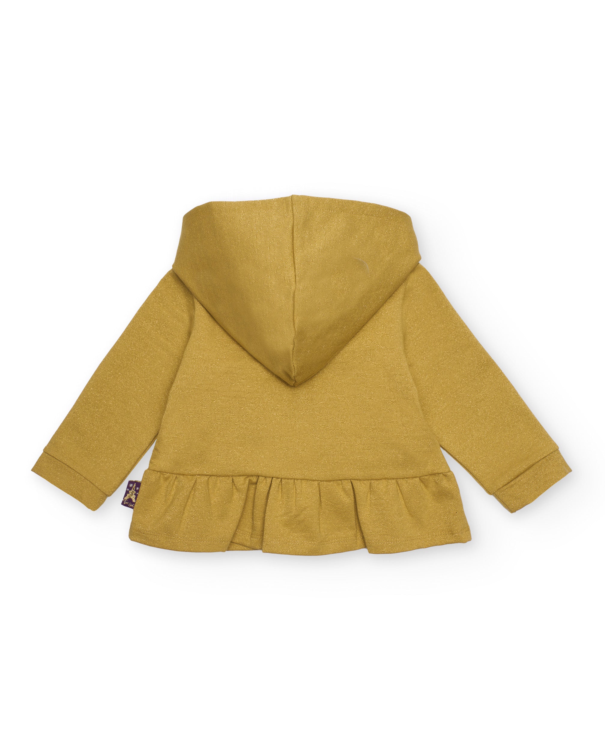 Sudadera para niña color mostaza con detalle de macarrón