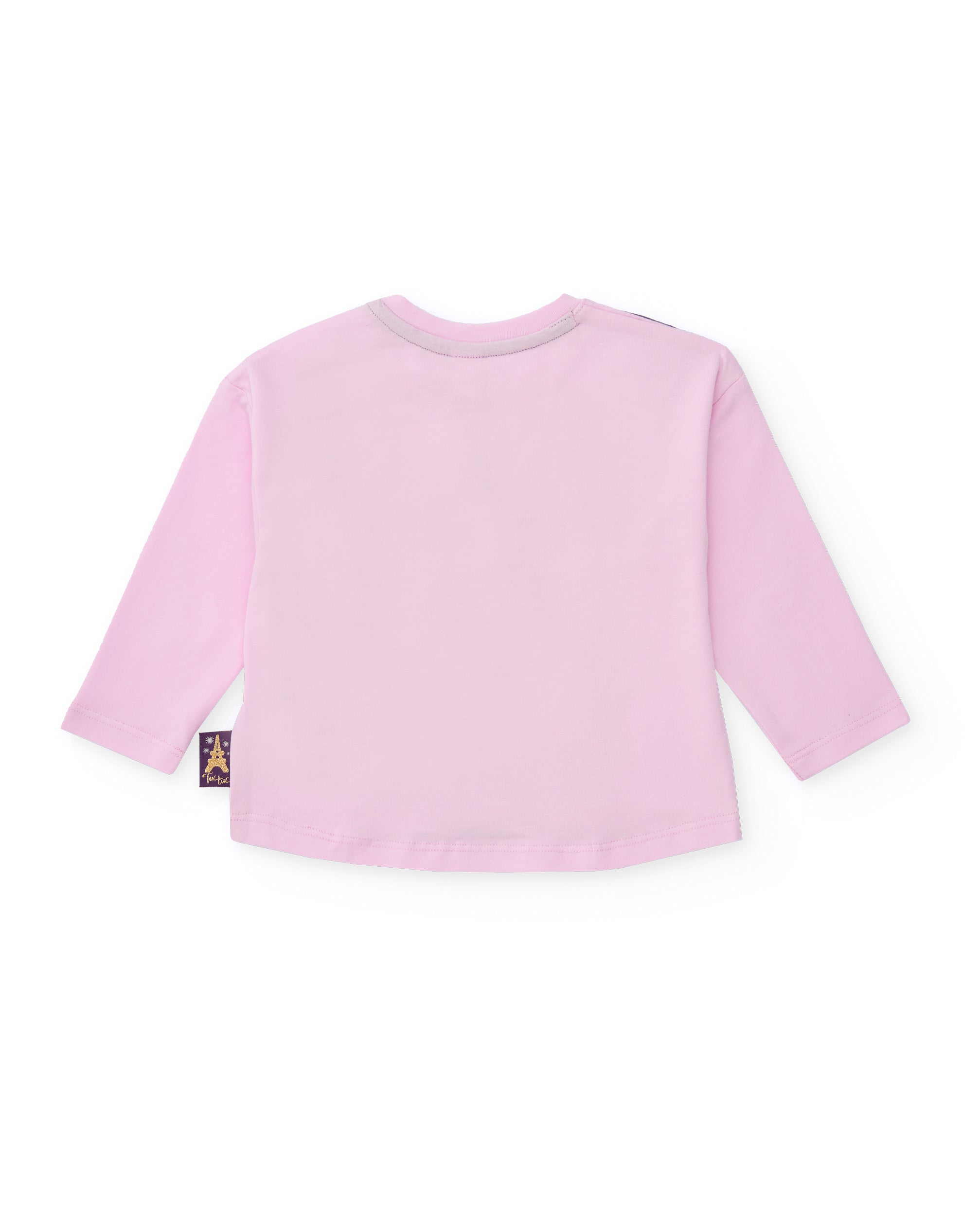 Camiseta para niña color rosa con estampado de bailarina y moño