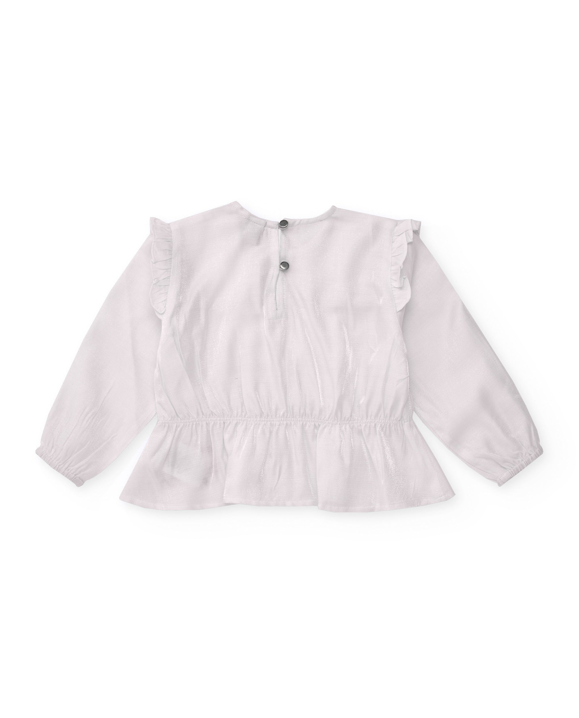 Blusa de manga larga para niña color blanco con detalle de