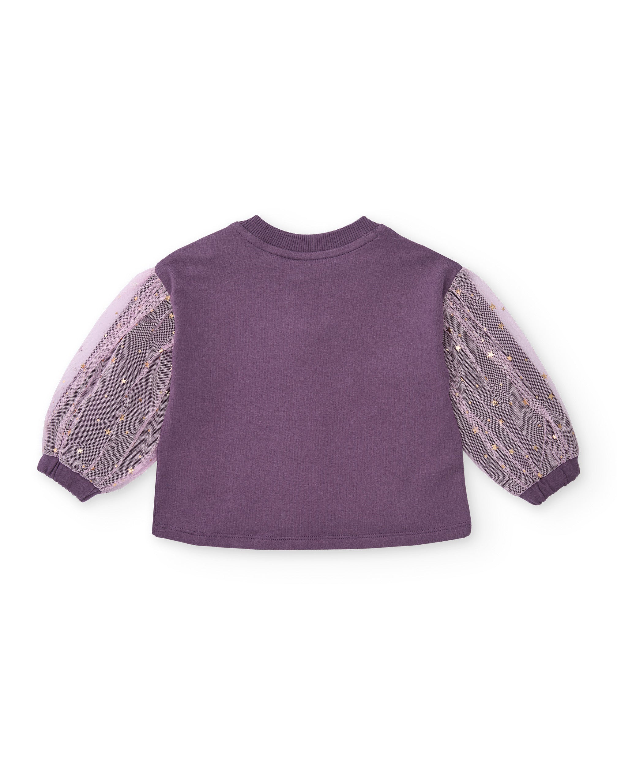 Sudadera morada para niña con mangas de tul