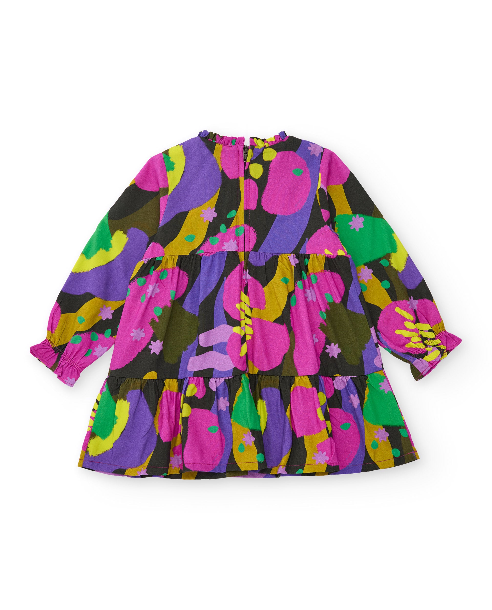 Vestido de popelina para niña con estampado floral multicolor.