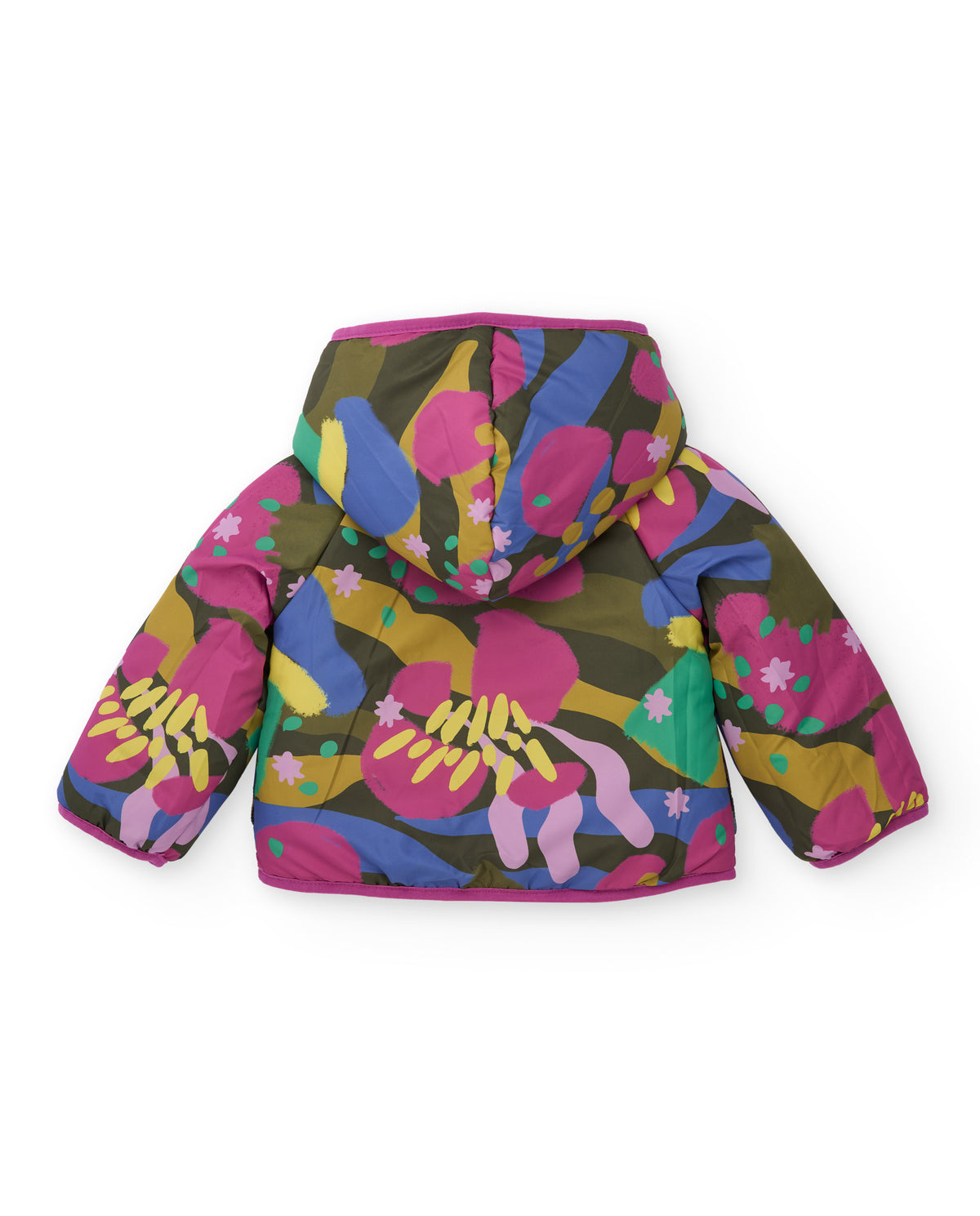 Chaqueta acolchada reversible para niña estampado multicolor