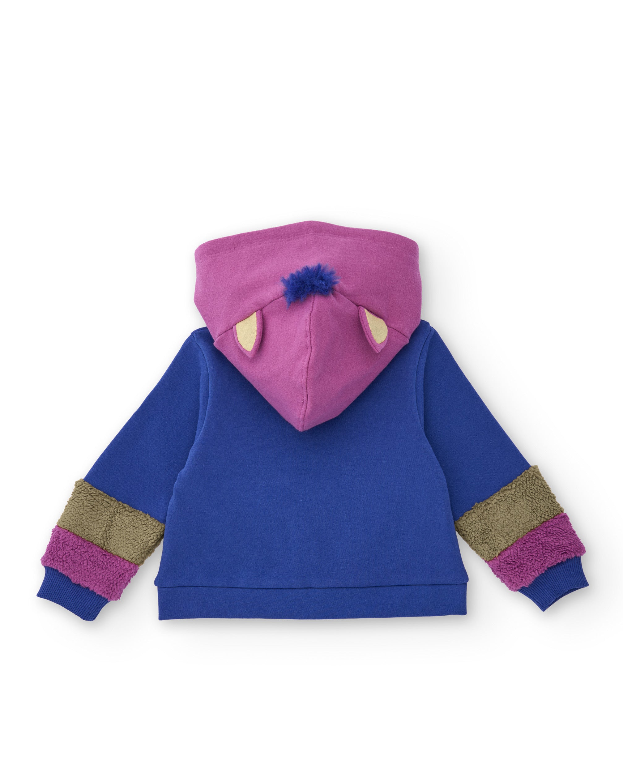 Sudadera con capucha para niña en color azul con detalles de