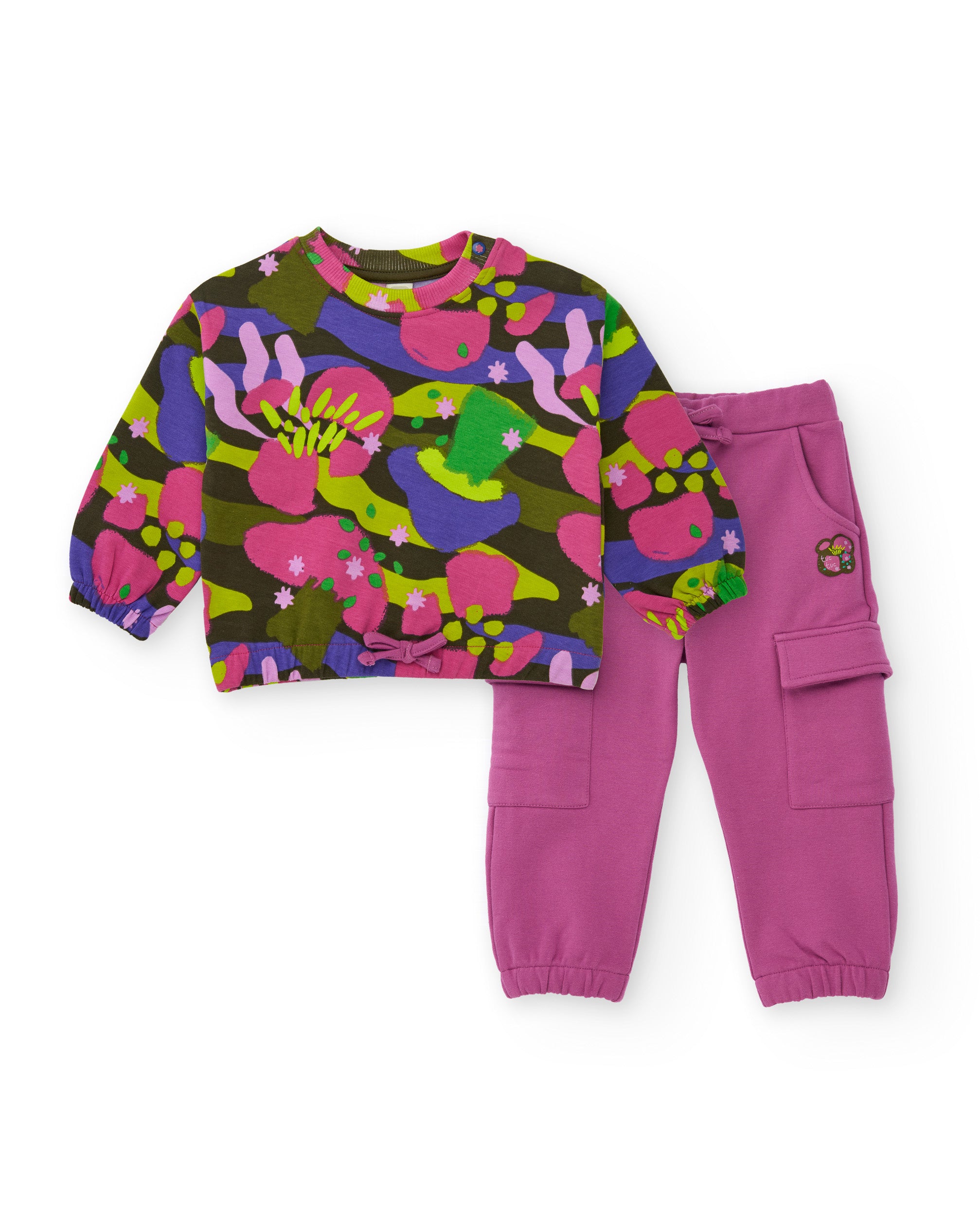 Conjunto para niña de sudadera estampada multicolor y pantalón