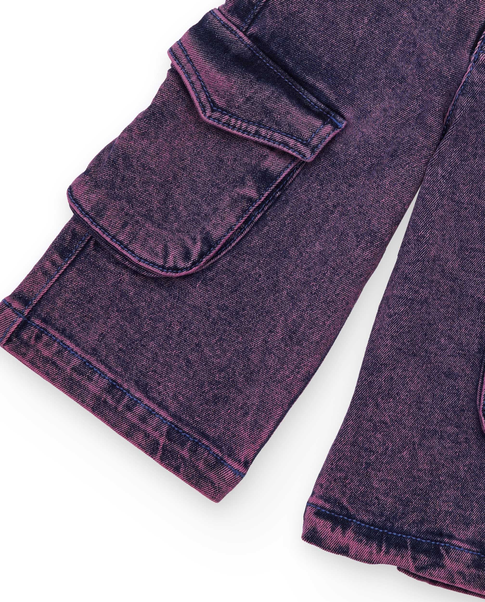 Pantalón cargo de mezclilla morada para niña