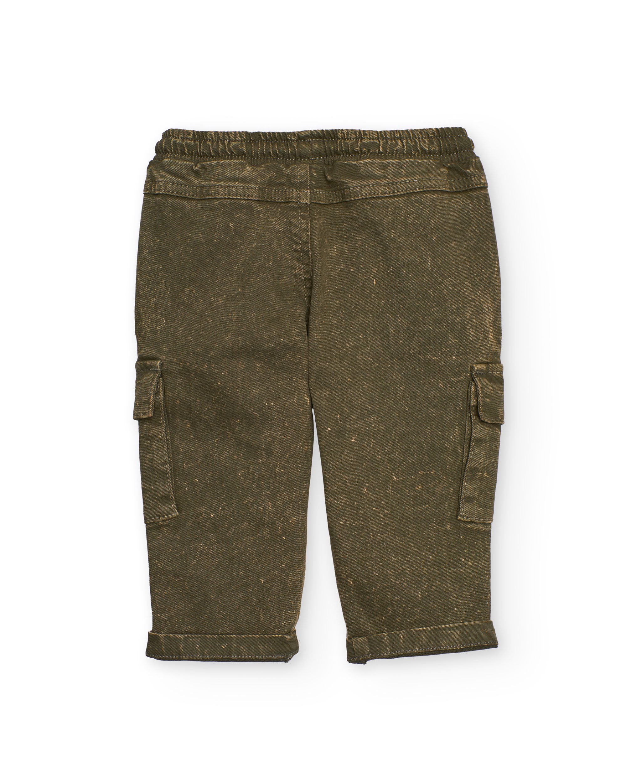 Pantalón cargo para niño en color verde oliva con efecto lavado