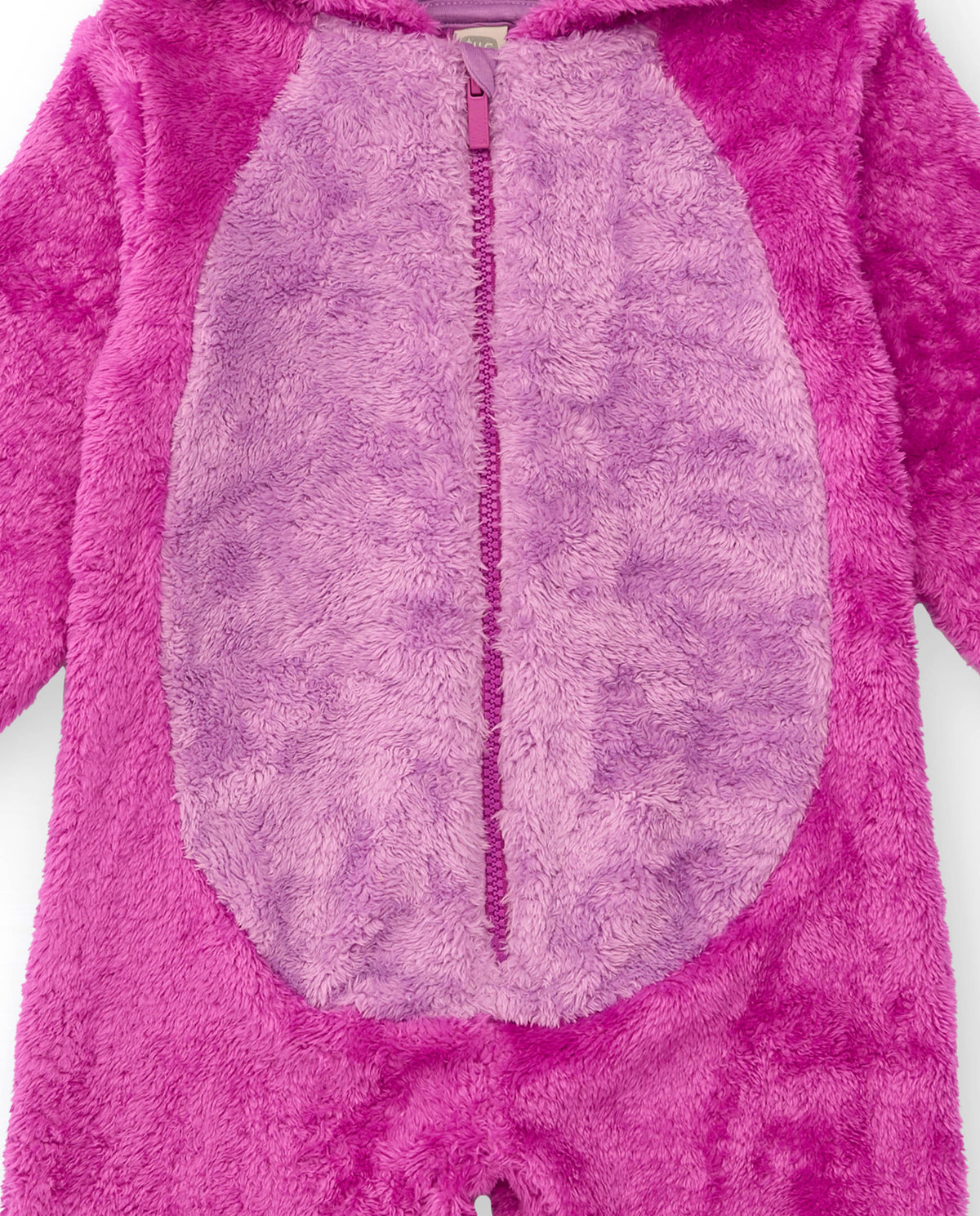 Pijama de niña en fucsia de peluche y capucha divertida