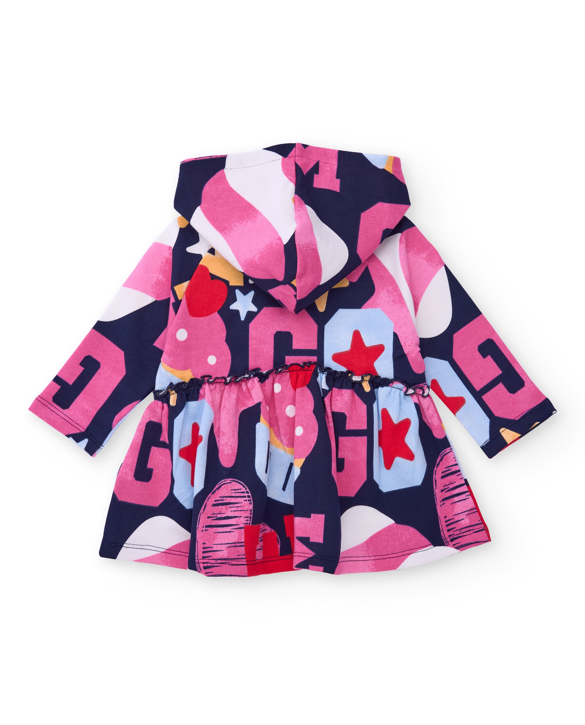 Vestido para niña con capucha y estampado multicolor de