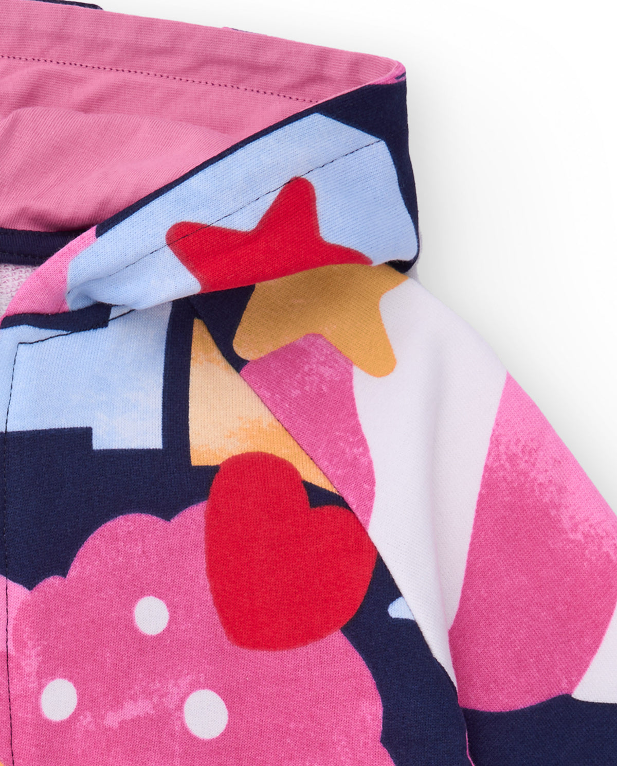 Vestido para niña con capucha y estampado multicolor de