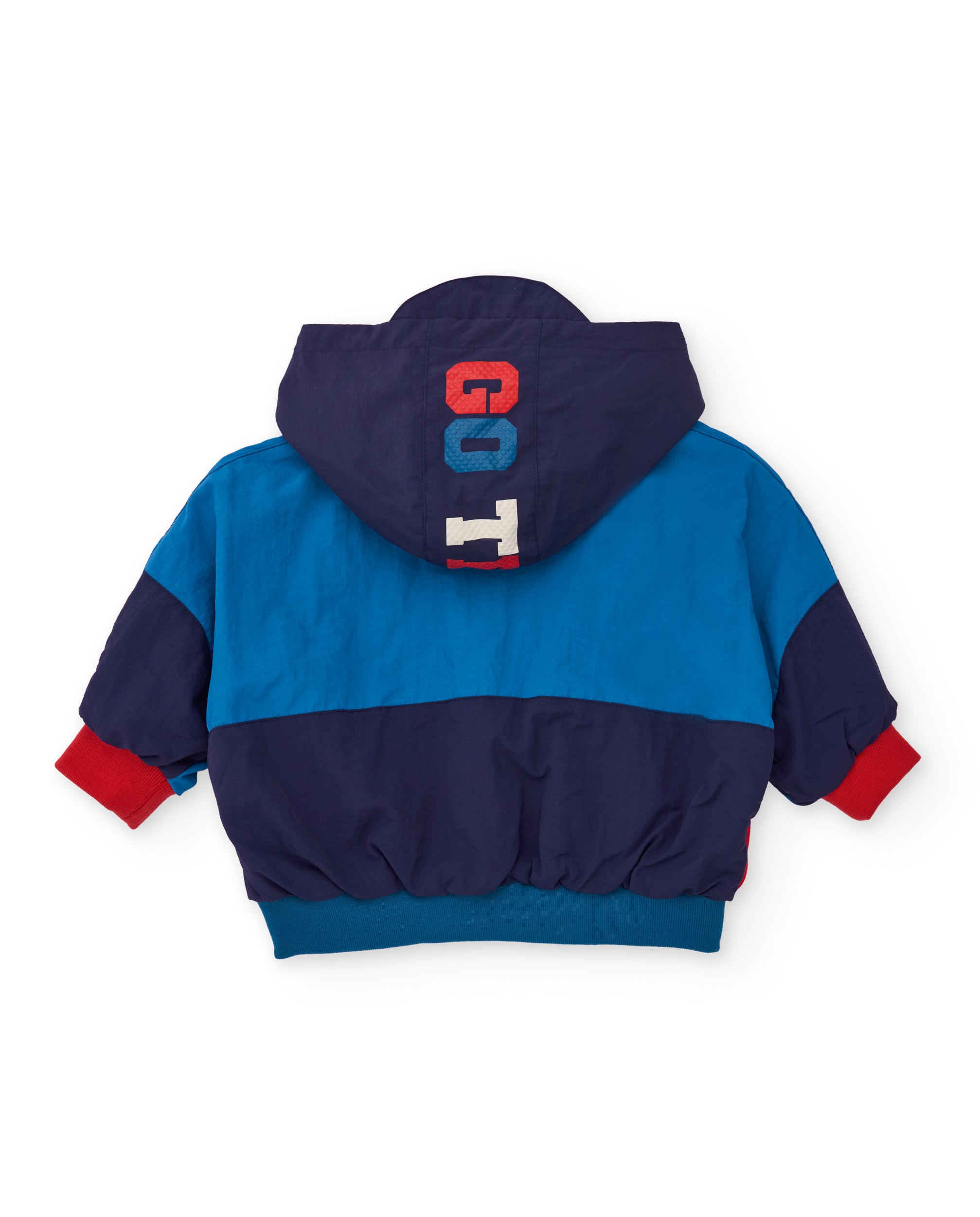 Chaqueta cortavientos de niño en bloques de color azul marino y