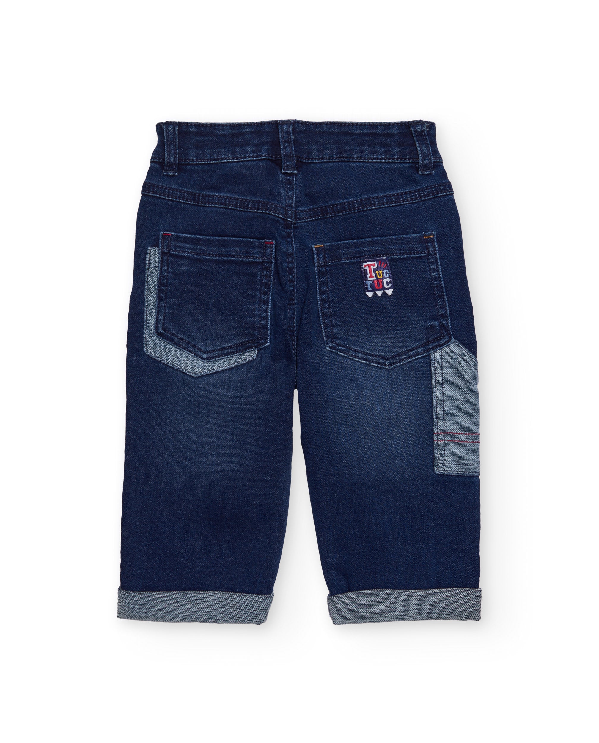 Pantalón denim para niño en azul con bolsillos y detalles