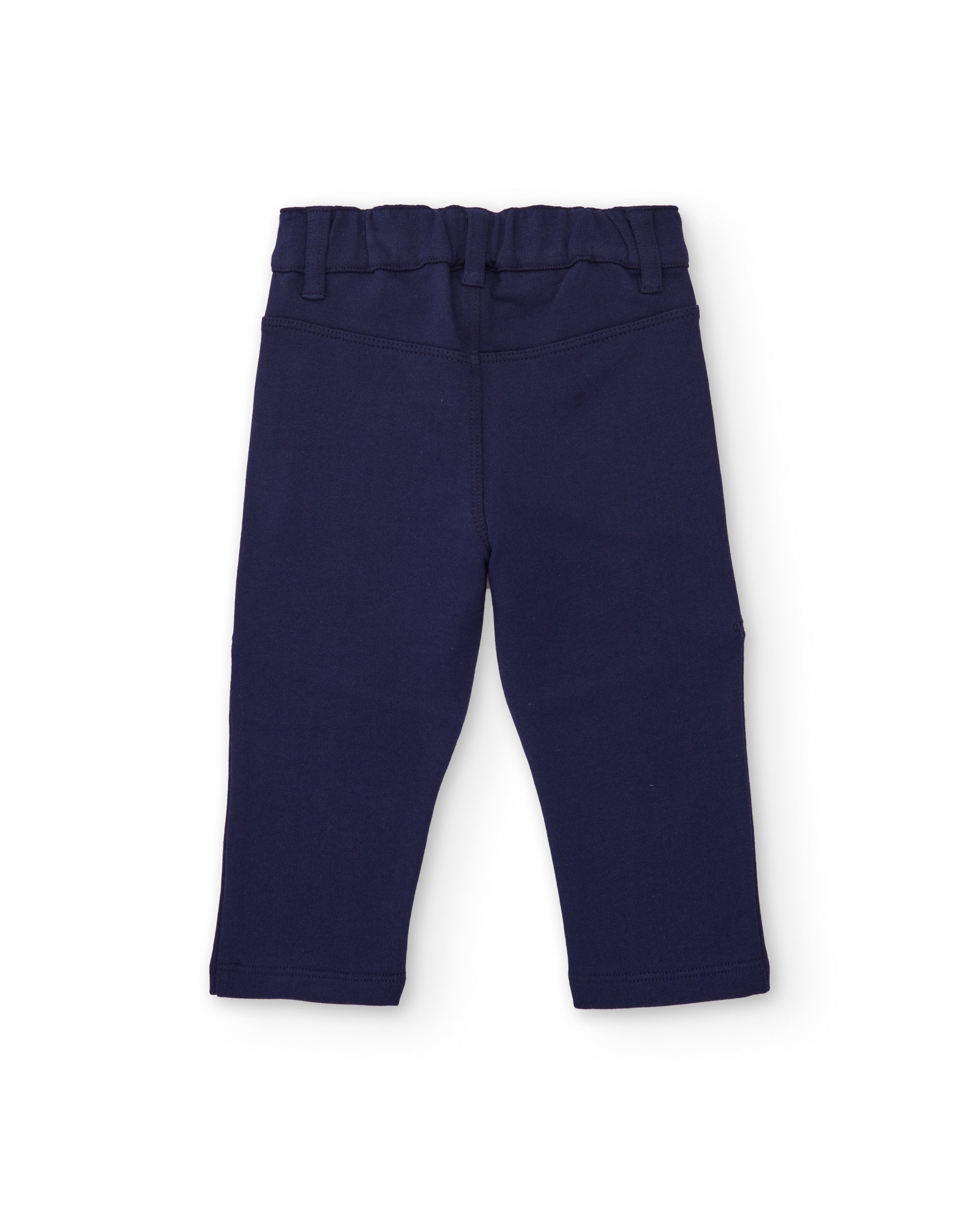 Pantalón de felpa para niño en azul marino con costuras