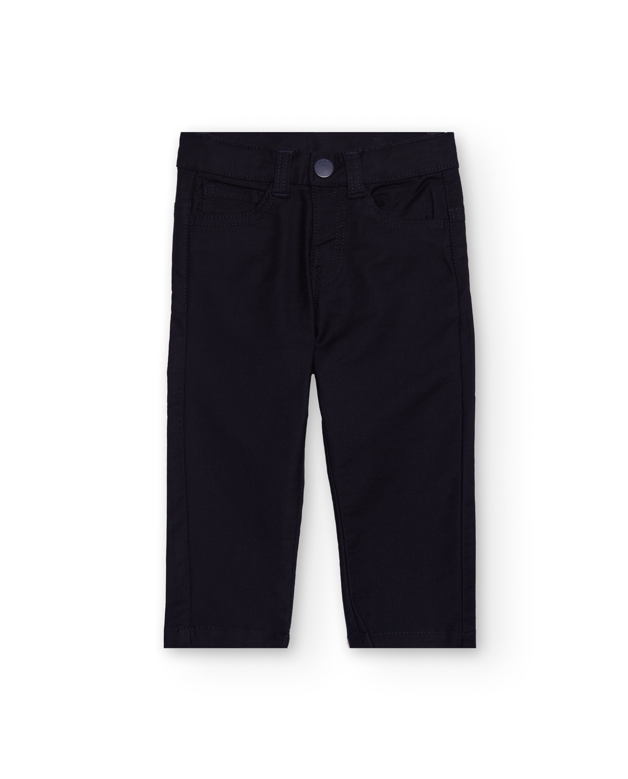 Pantalón de sarga para niño en azul marino con bolsillo trasero