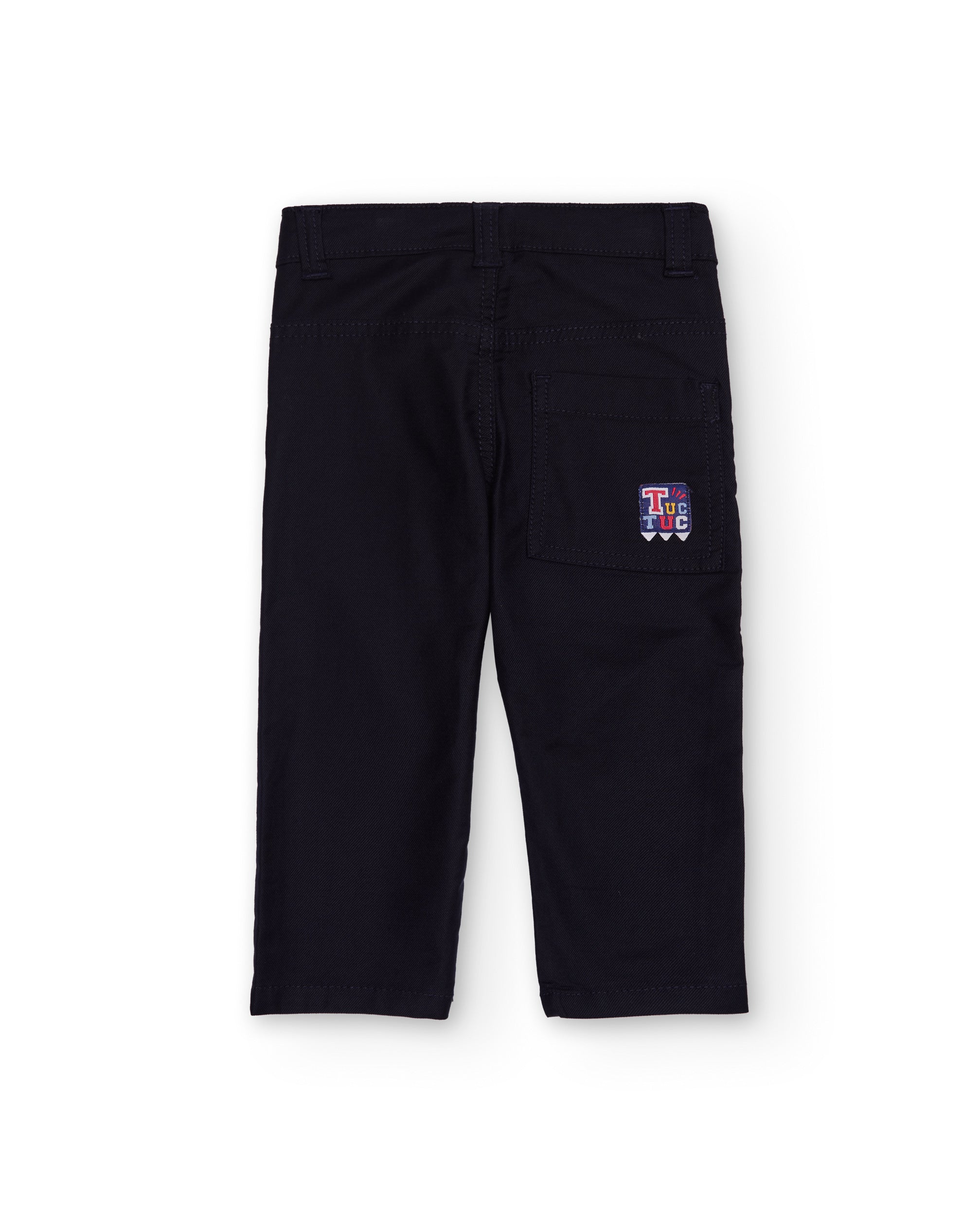 Pantalón de sarga para niño en azul marino con bolsillo trasero