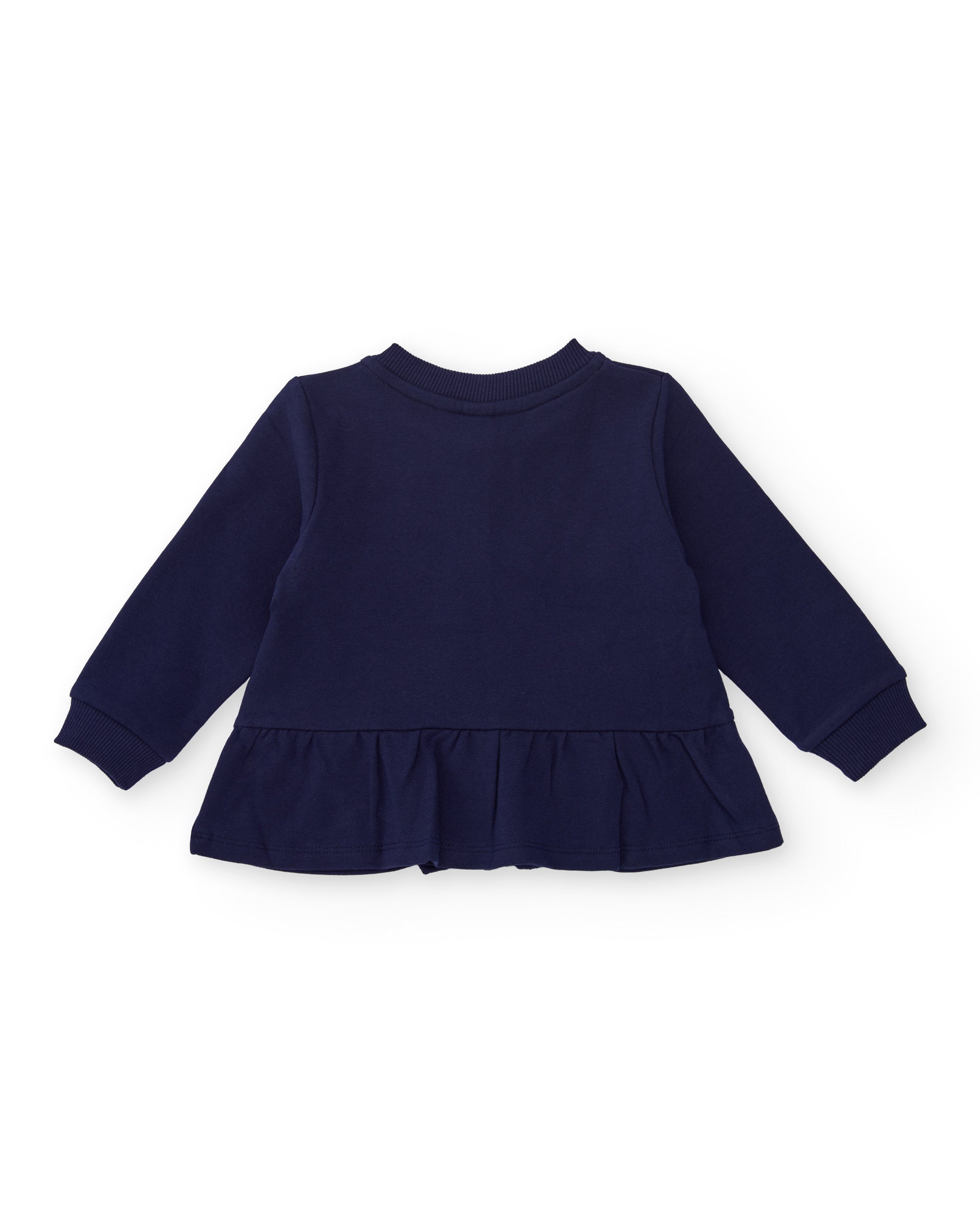 Chaqueta de felpa para niña en azul marino con detalle de