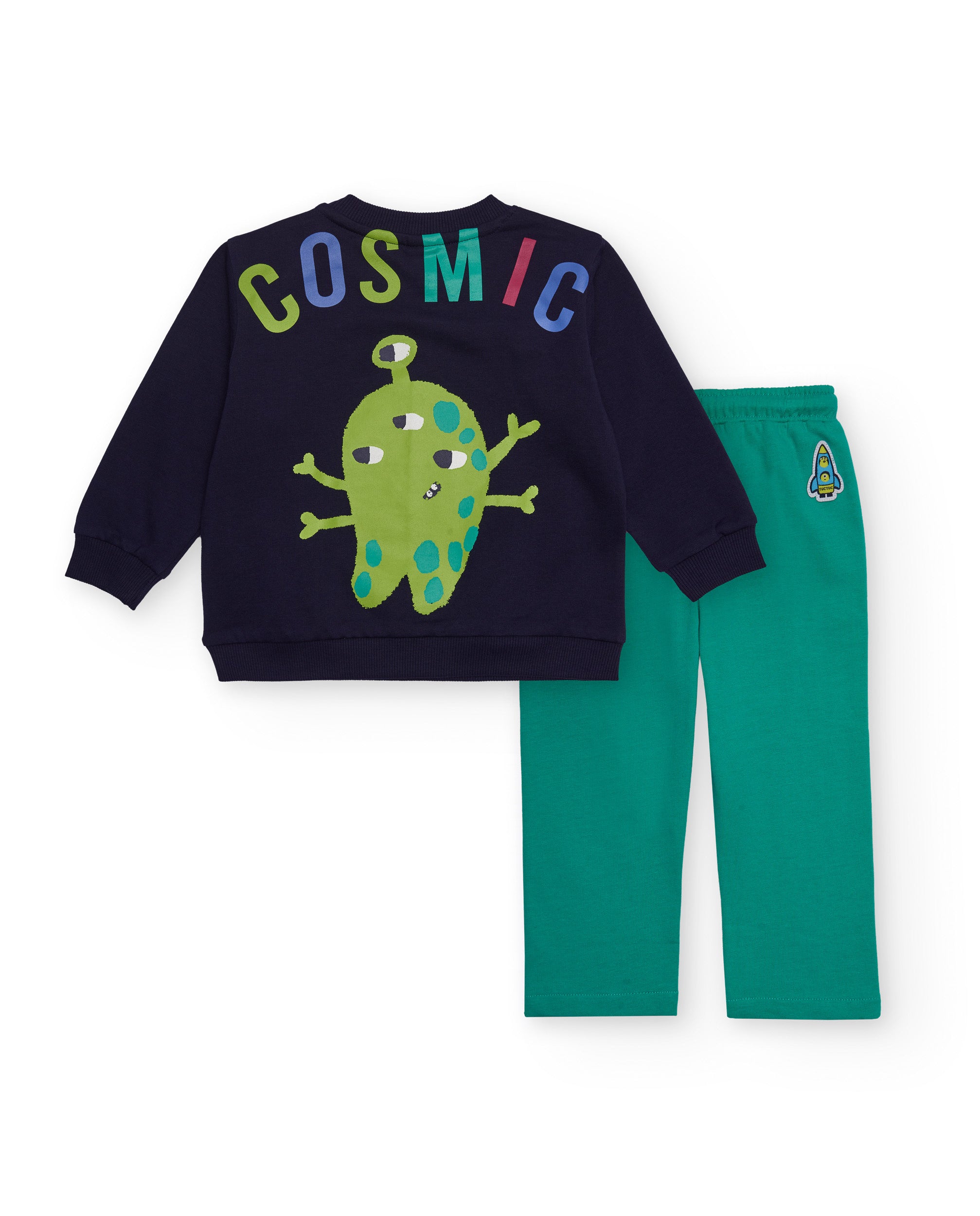 Conjunto de sudadera y pantalón para niño en azul marino y