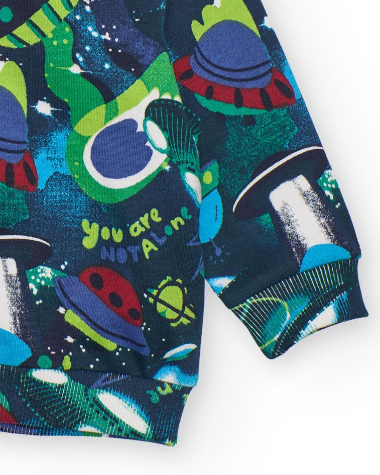 Sudadera con capucha para niño con estampado de naves espaciales
