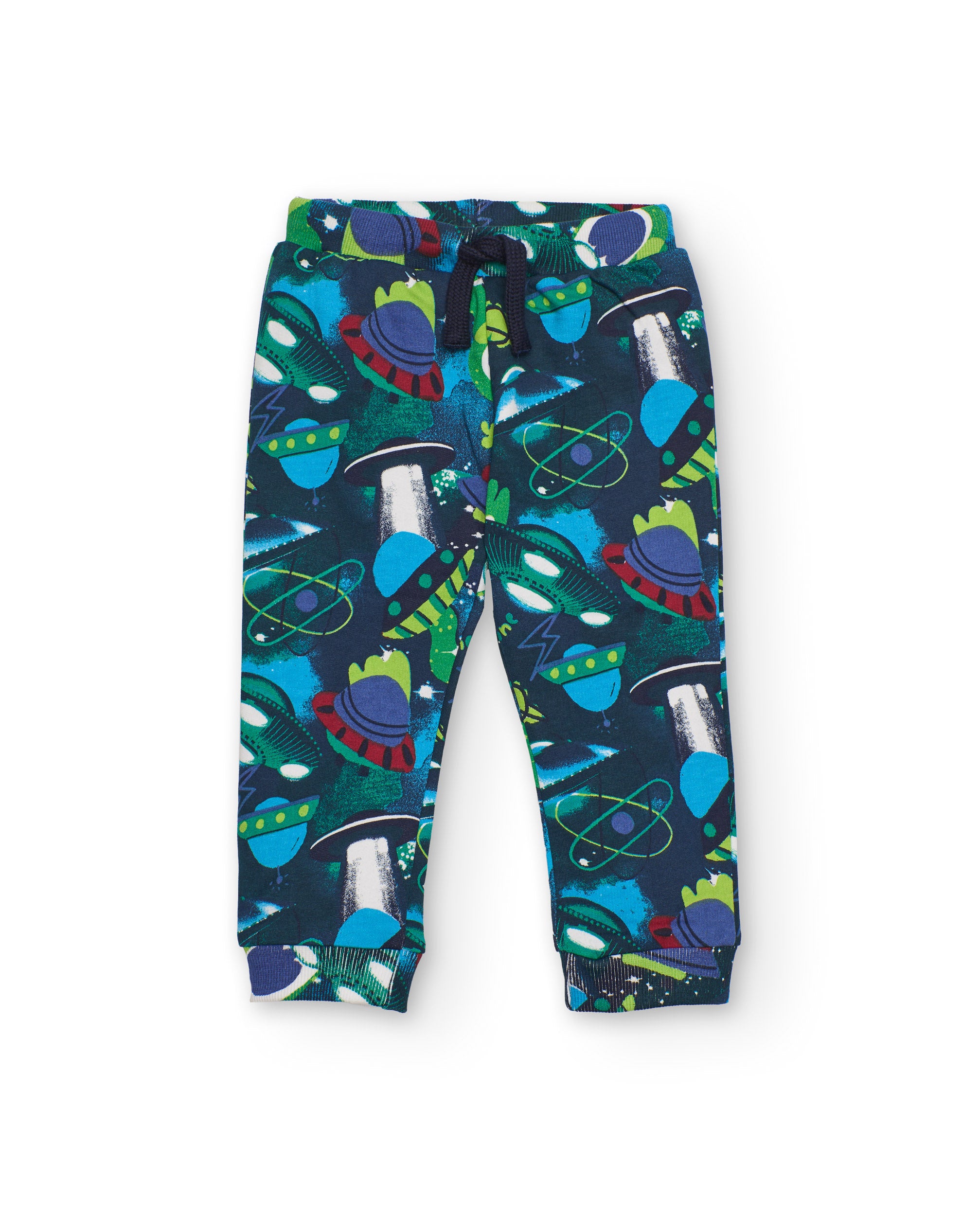 Pantalón de felpa para niño color azul marino con estampado de