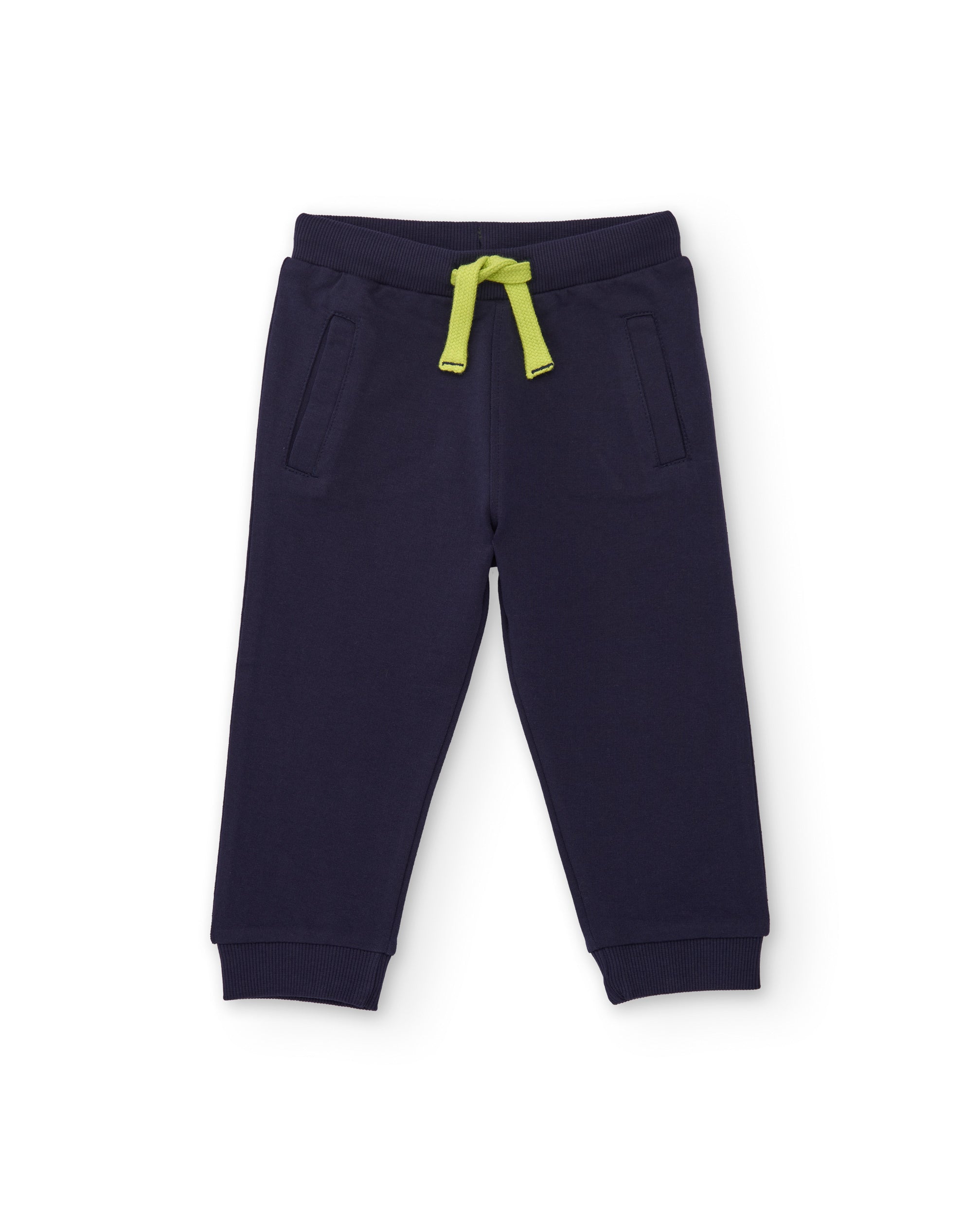 Pantalón de punto para niño color azul marino con cintura