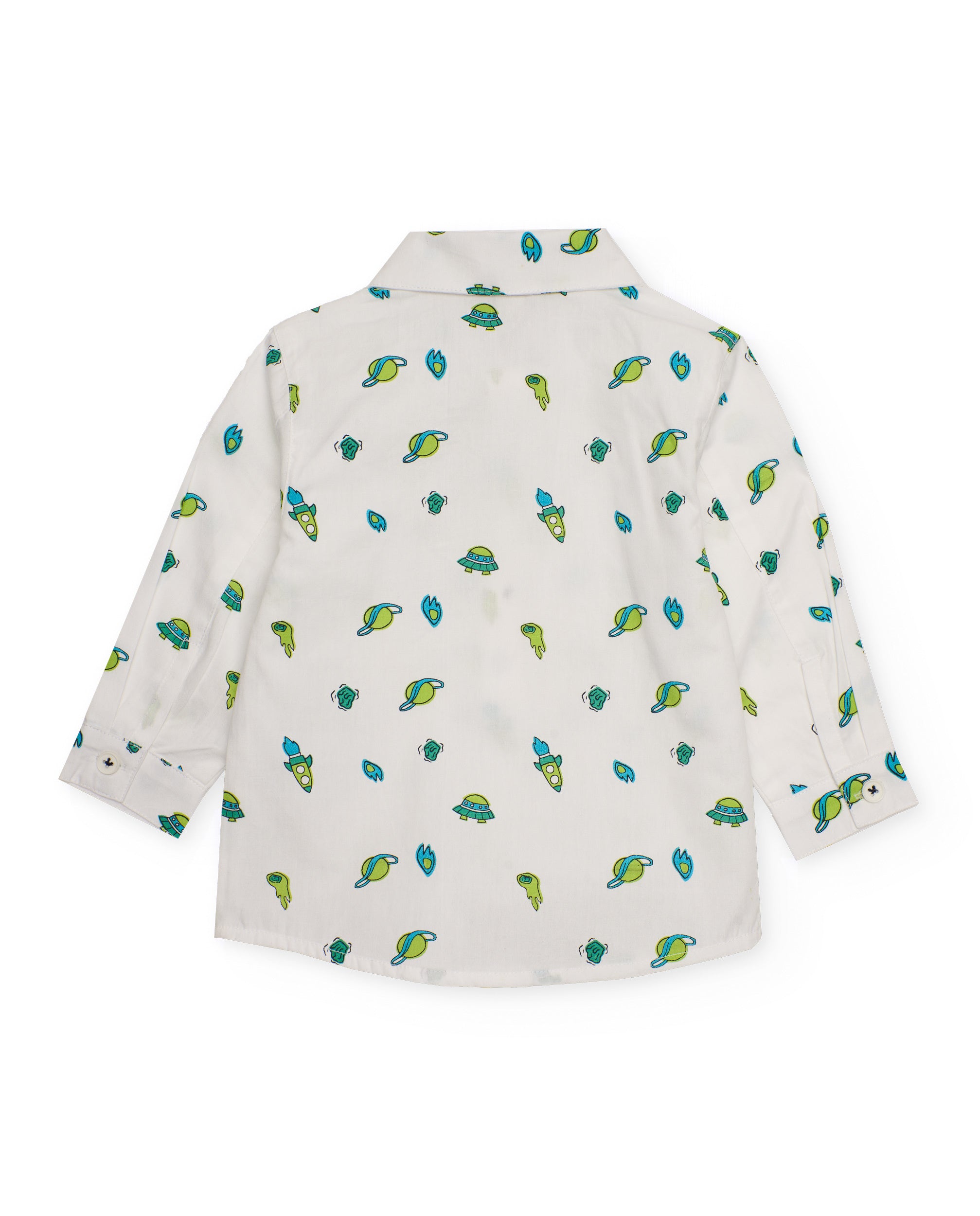 Camisa para niño de manga larga color blanco con estampado de