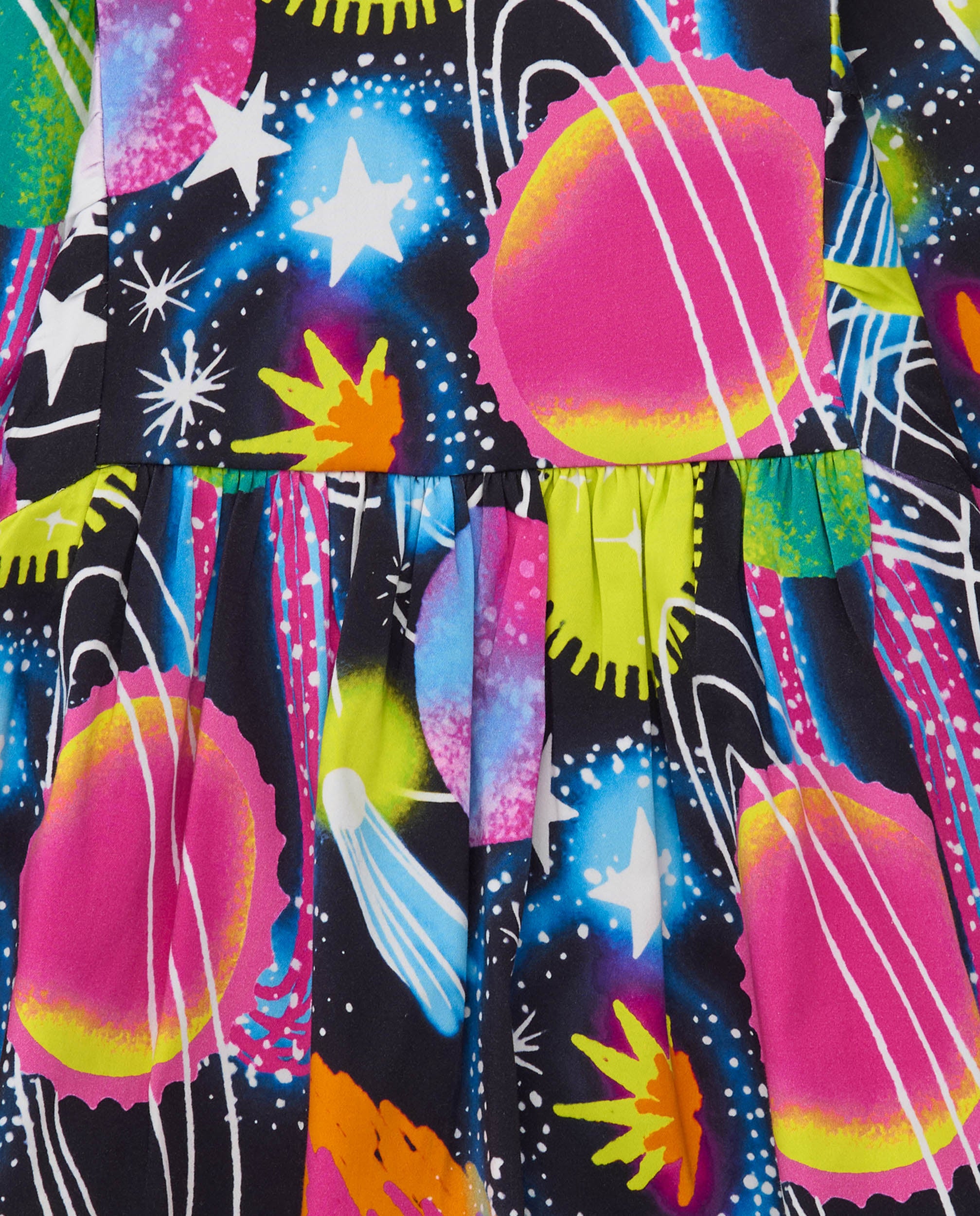 Vestido para niña de manga larga con estampado de planetas en