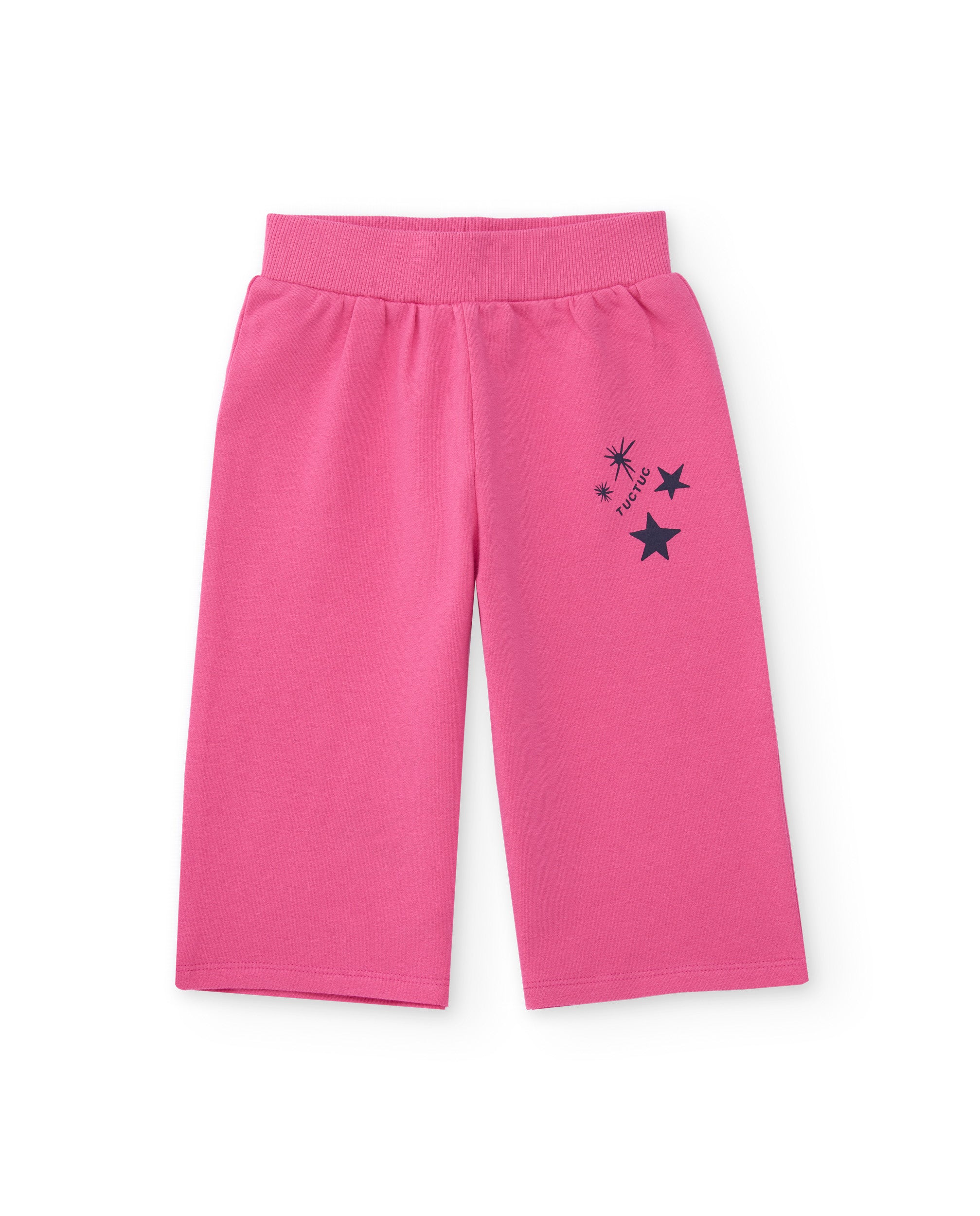Pantalón de punto para niña en color rosa con detalle de