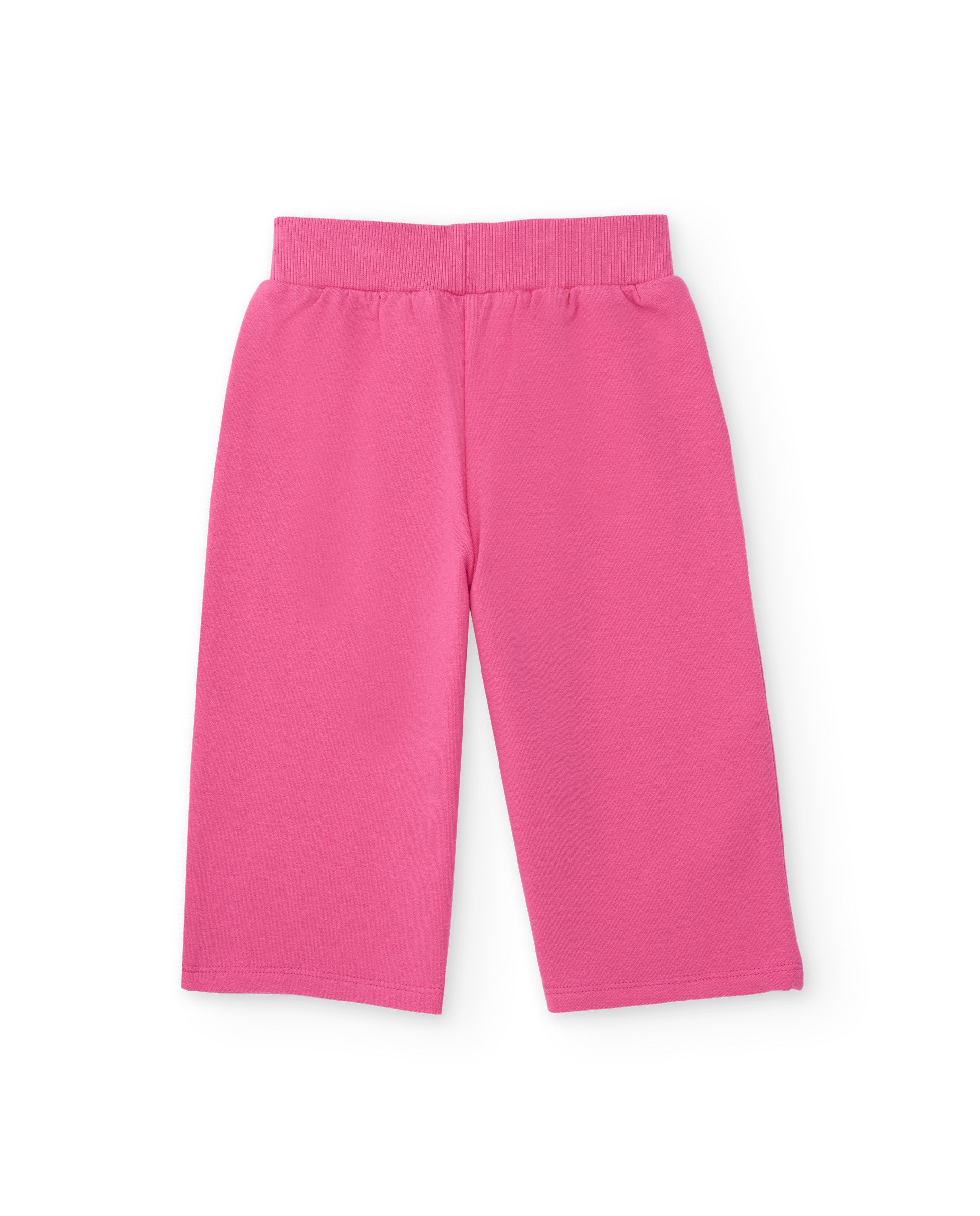 Pantalón de punto para niña en color rosa con detalle de