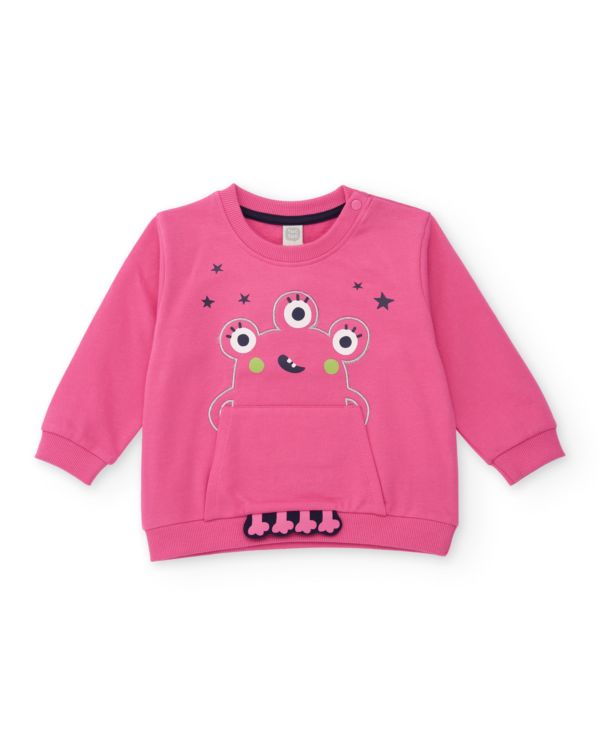 Sudadera para niña en color rosa con diseño de monstruo y
