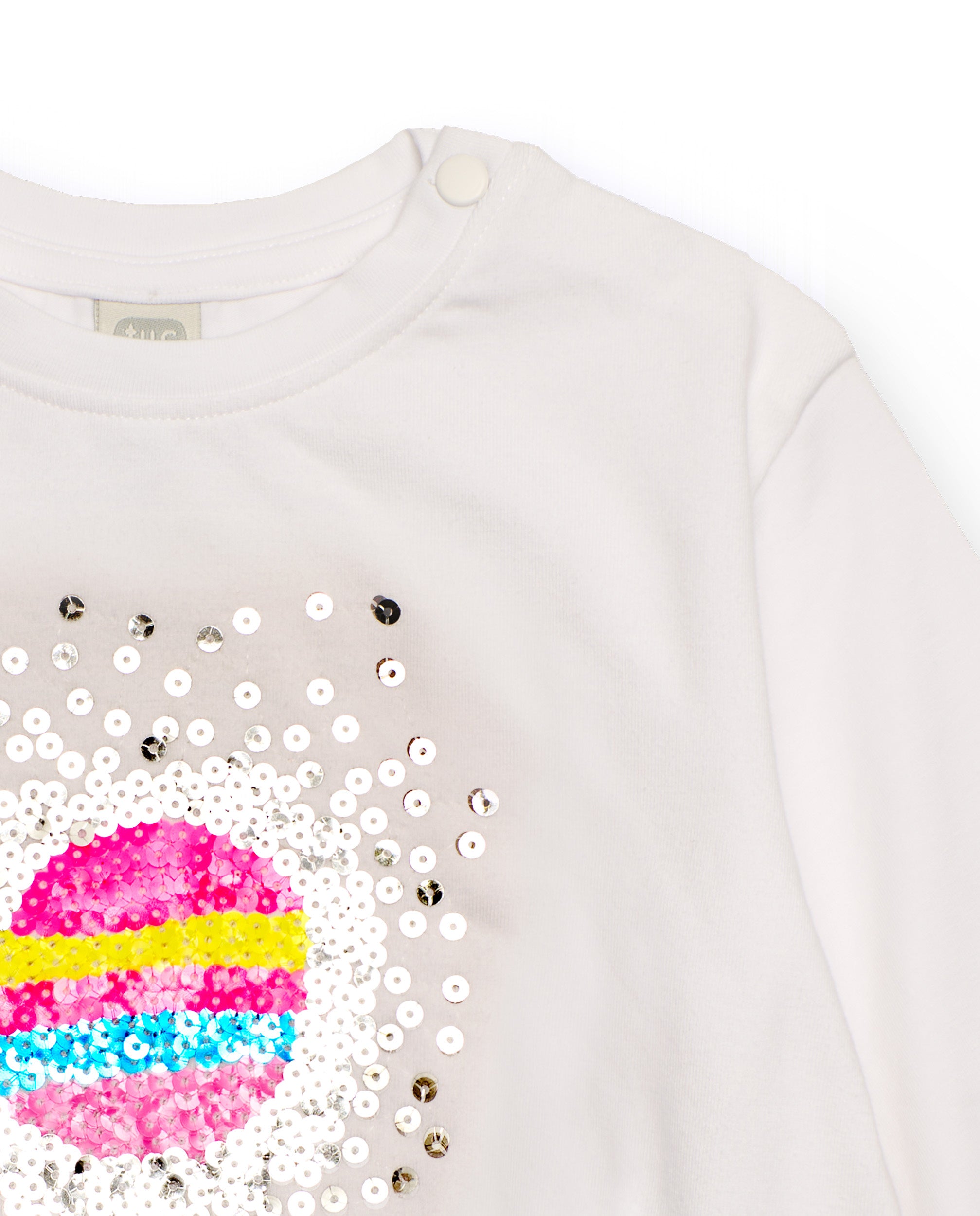 Sudadera de felpa para niña color blanco con lentejuelas de