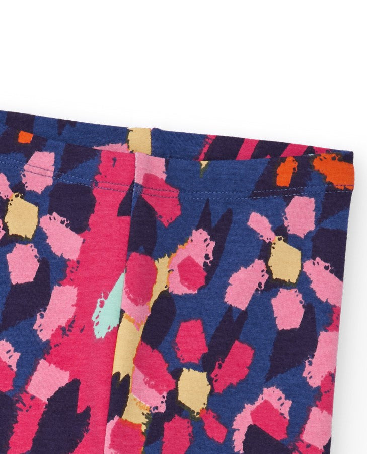 Leggings para niña con estampado de manchas multicolor.