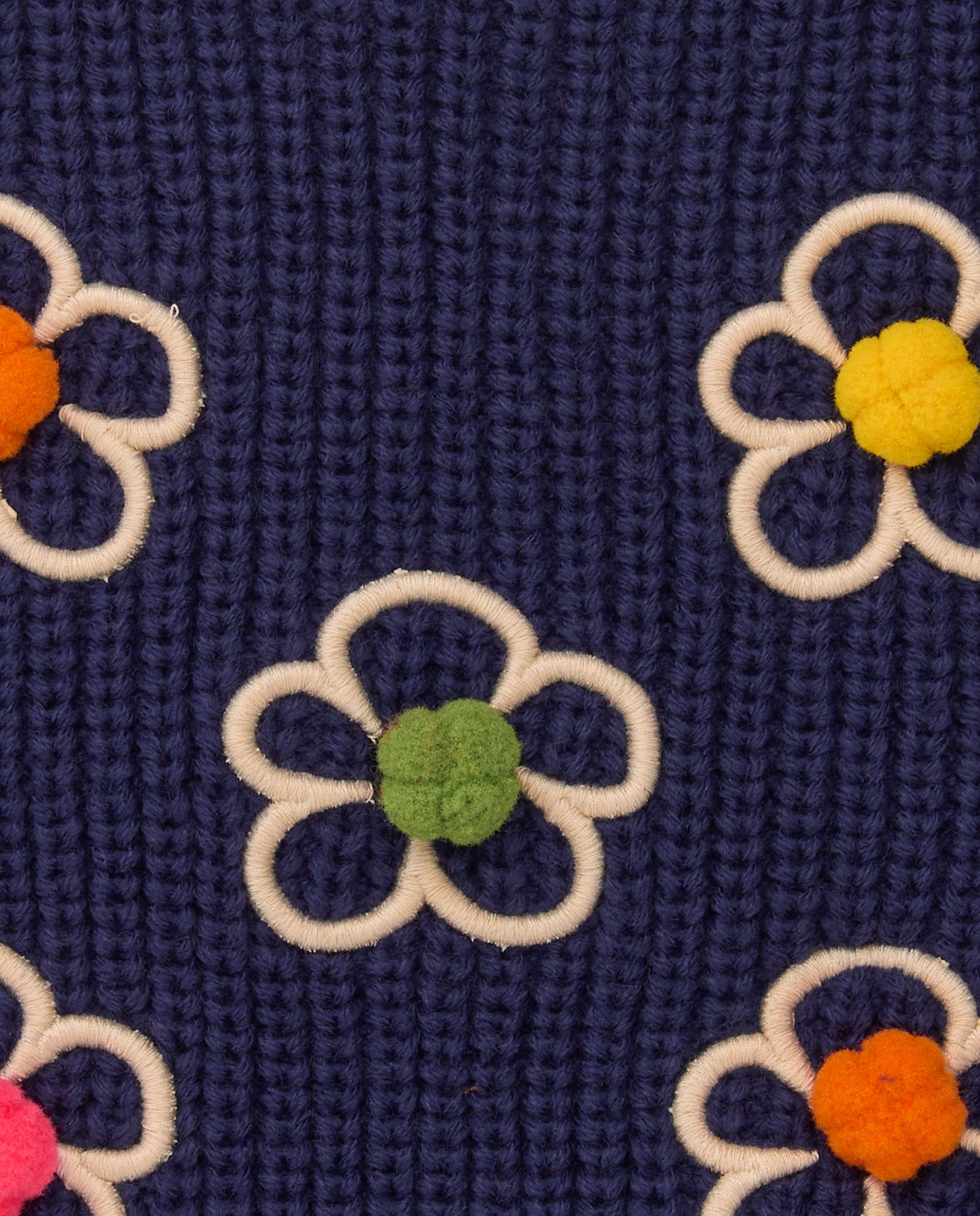 Chaleco de punto para niña color azul marino con bordado de