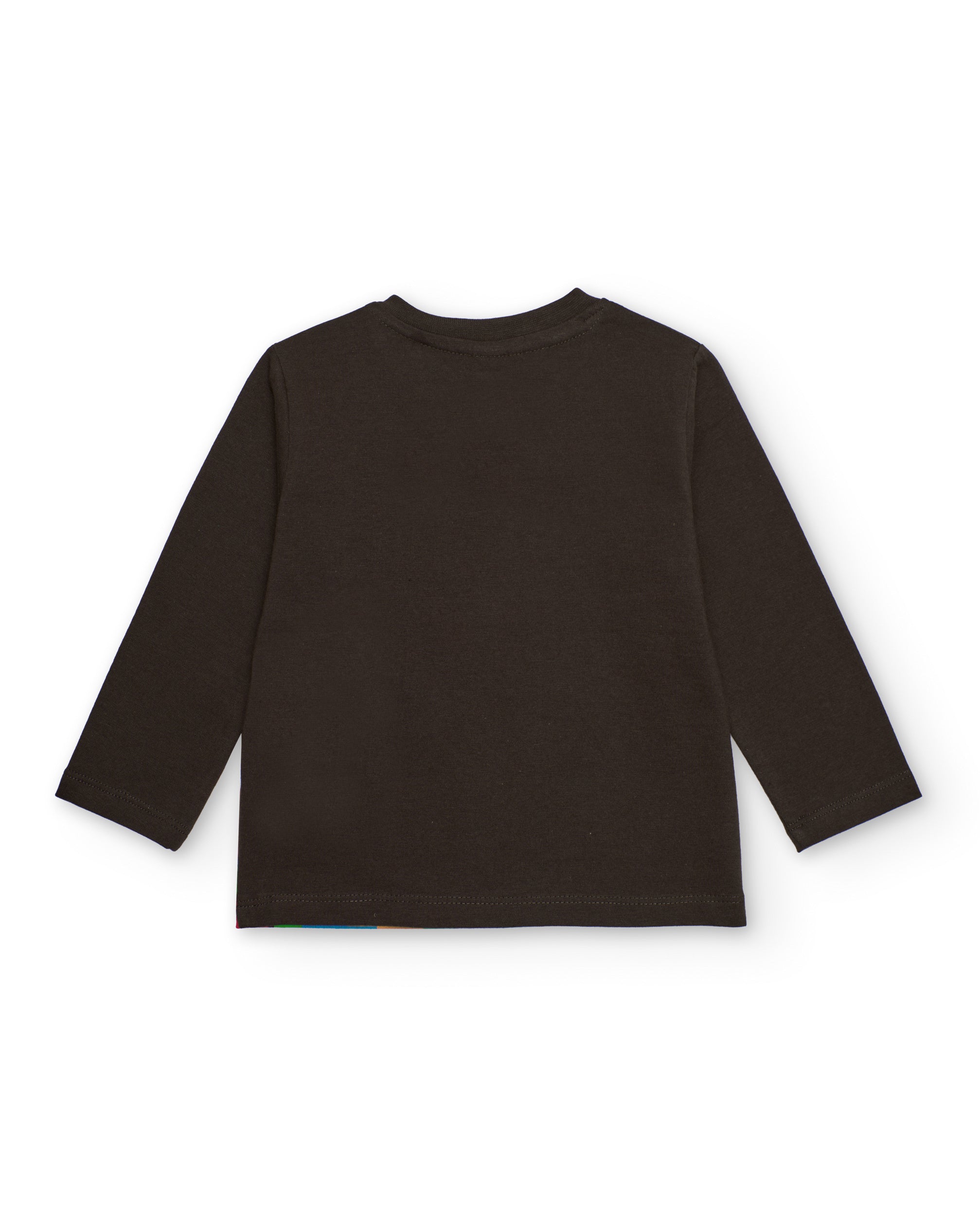 Camiseta de manga larga para niño en marrón con estampado de