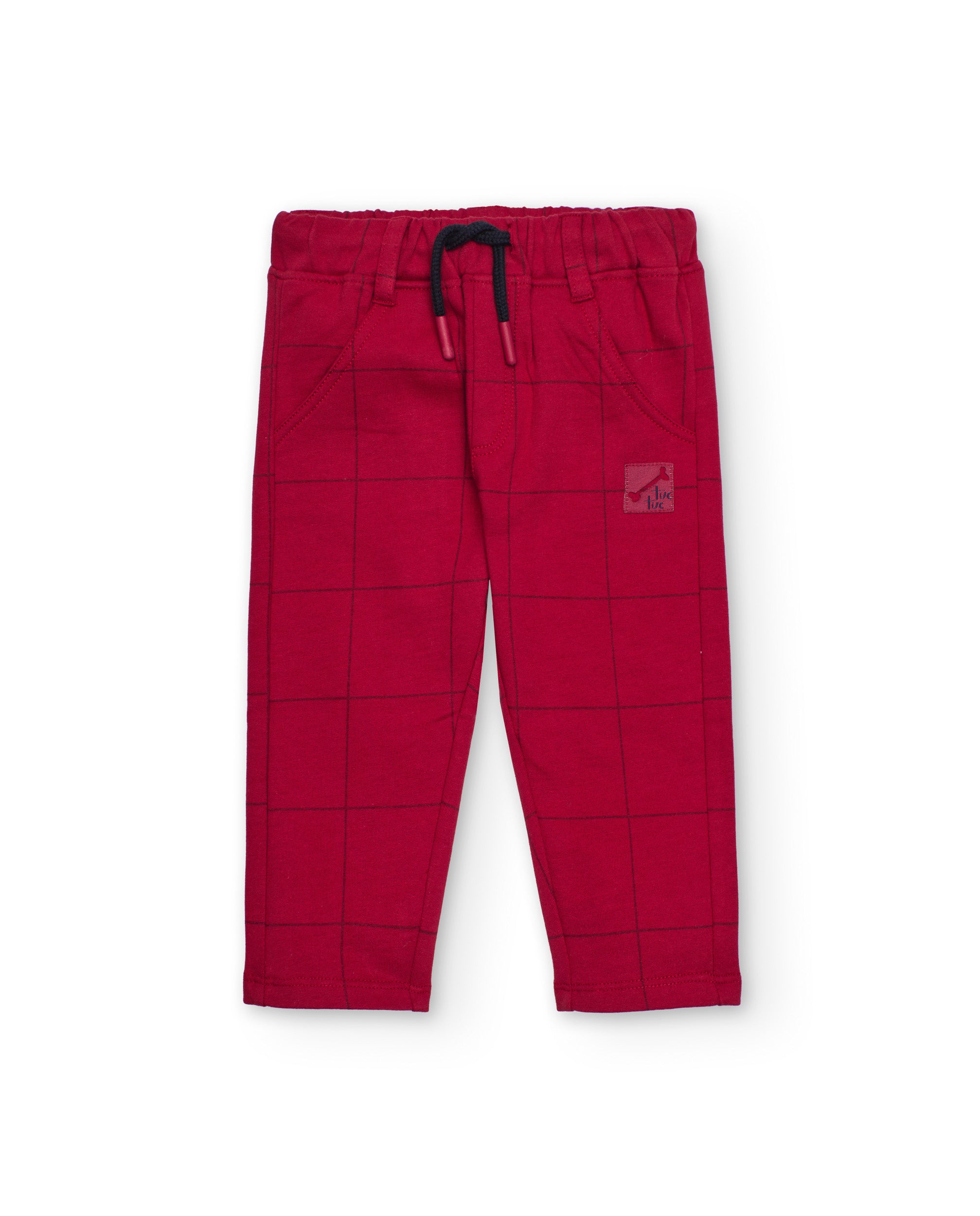 Pantalón para niño en rojo con estampado de cuadros