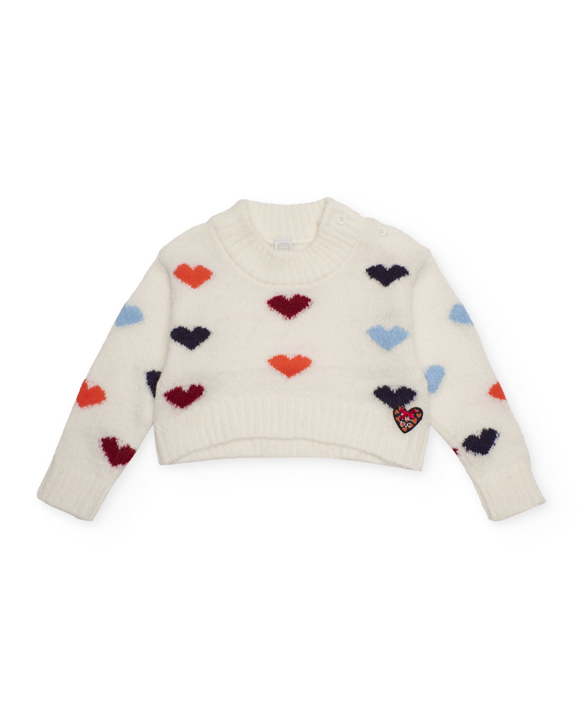 Jersey de niña en crudo con corazones multicolor