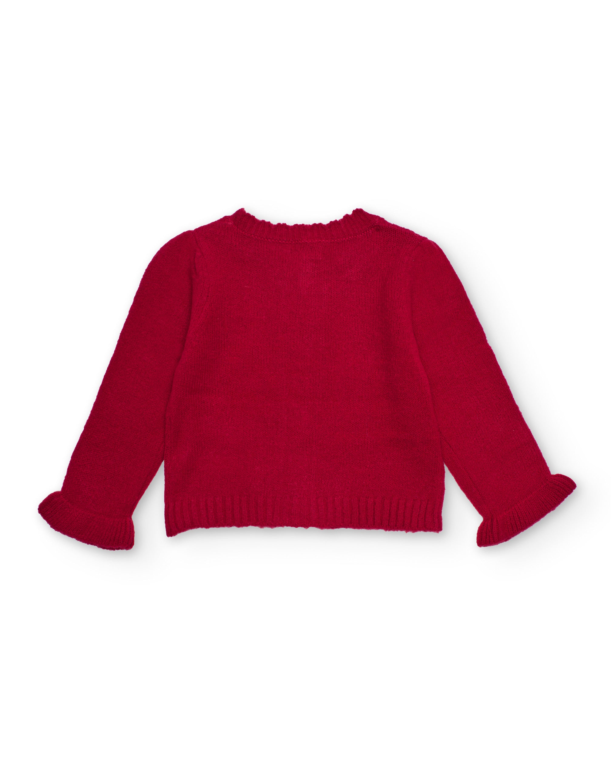 Chaqueta de punto para niña en rojo con detalle bordado