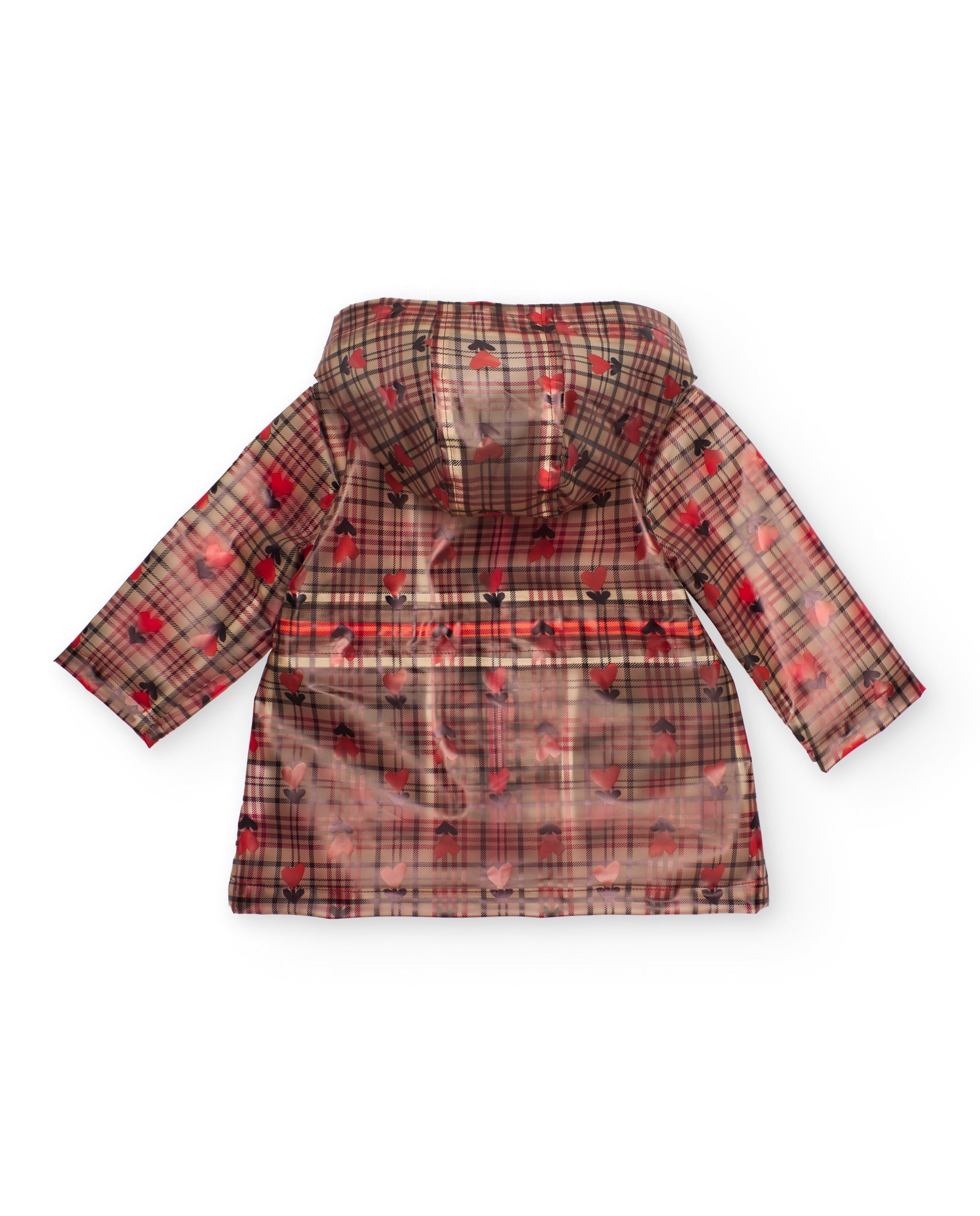 Chubasquero para niña en estampado cuadros con corazones