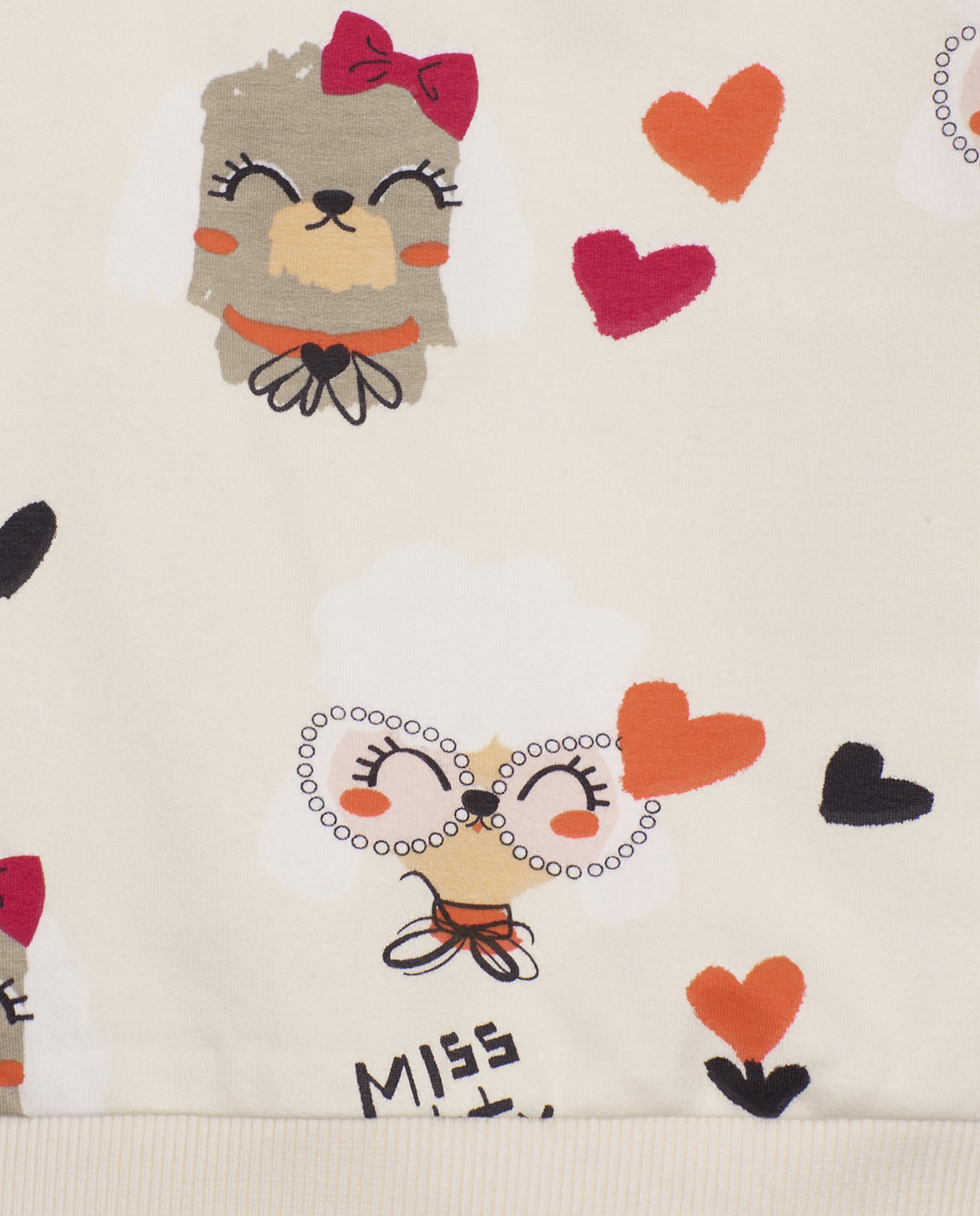 Sudadera para niña en crudo con estampado de perritos y