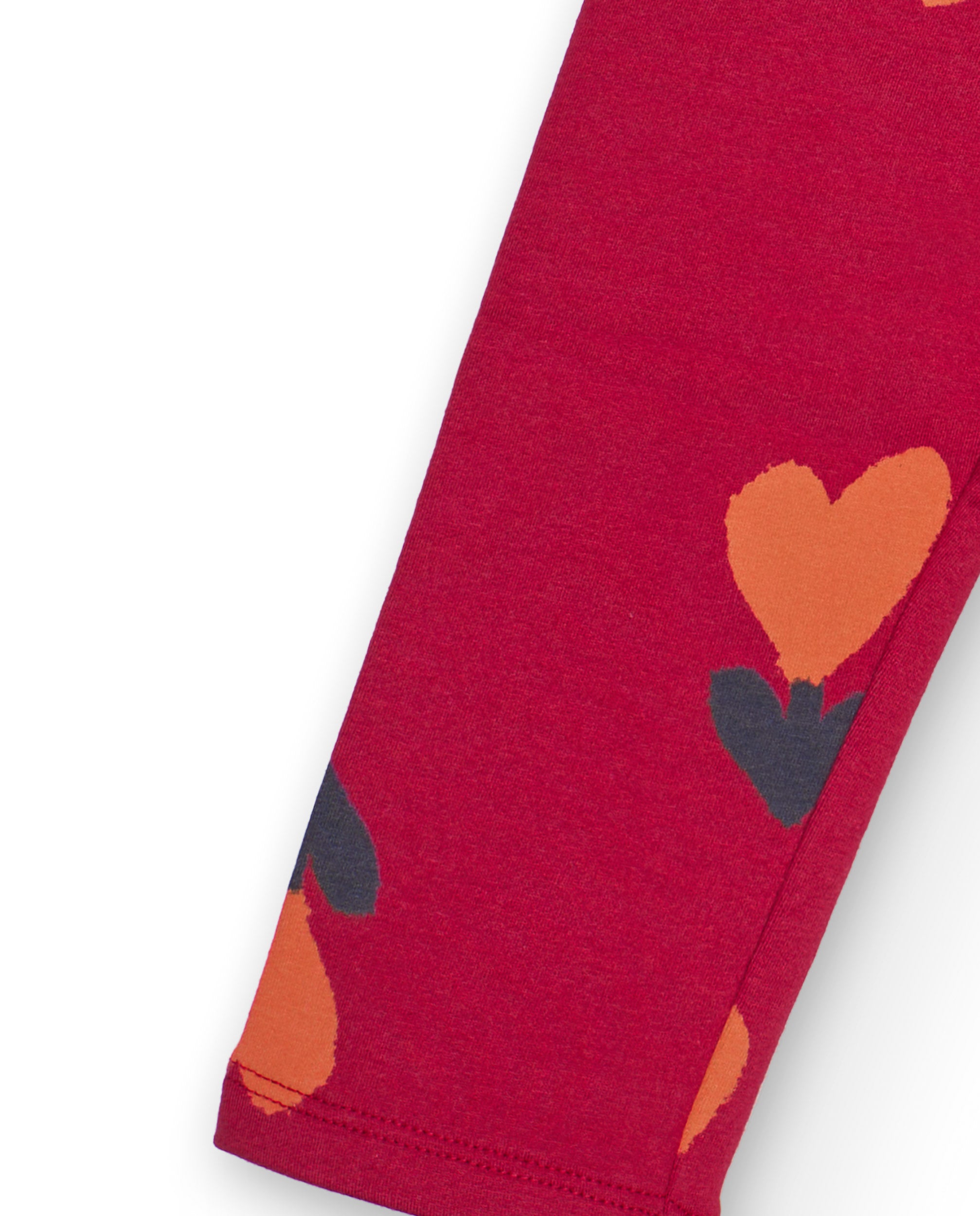 Leggings para niña en rojo cereza con estampado de corazones