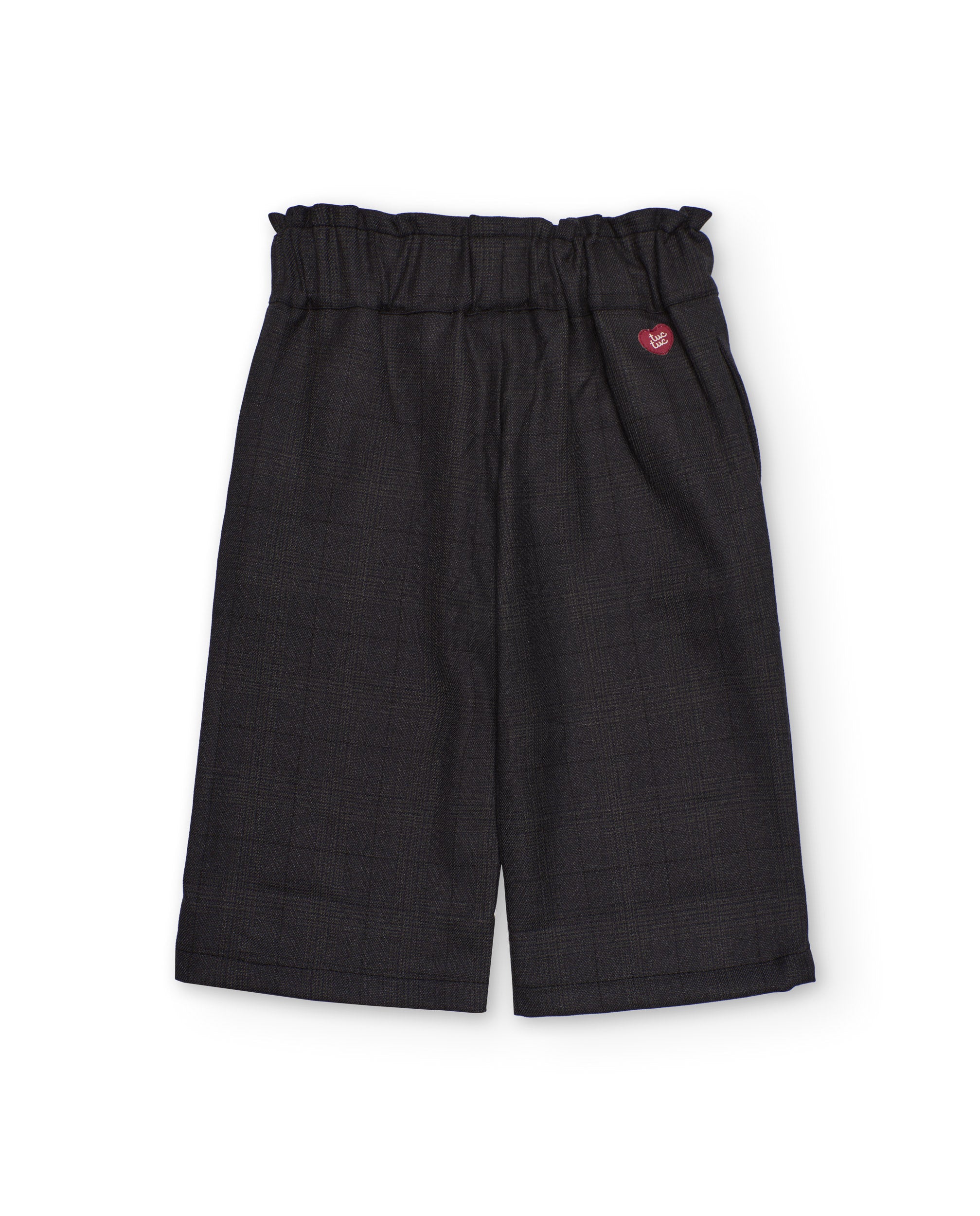 Pantalón amplio gris oscuro para niña con cintura paper bag